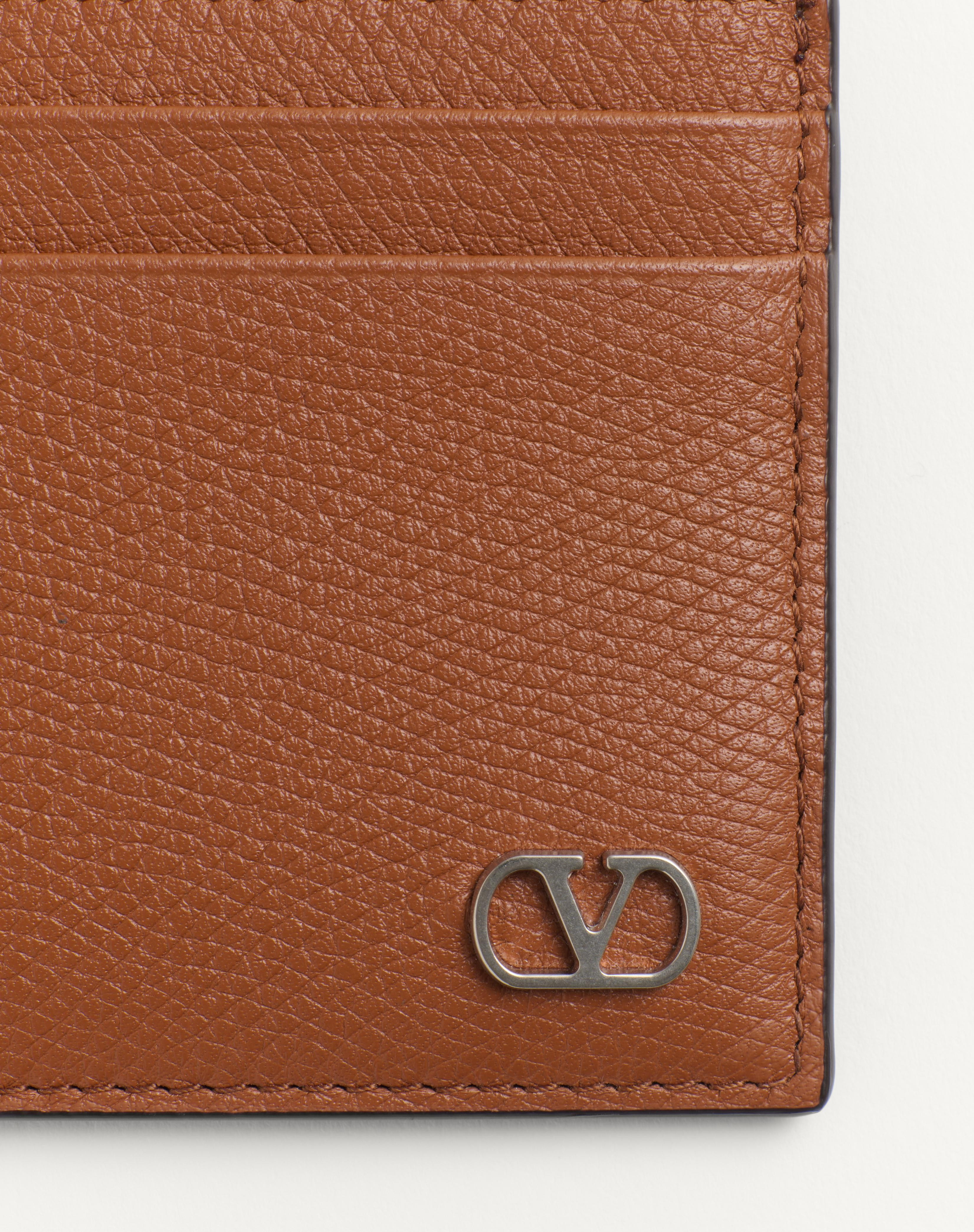 VLOGO SIGNATURE GRAINY CALFSKIN CARD HOLDER - 2