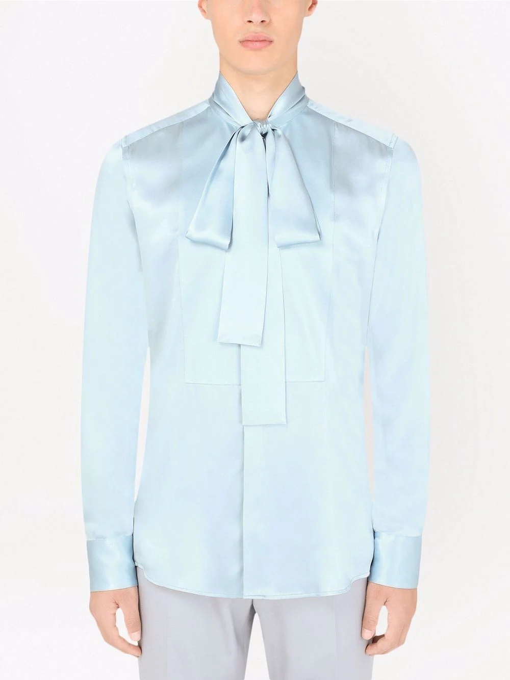 pussybow-collar silk blouse - 3