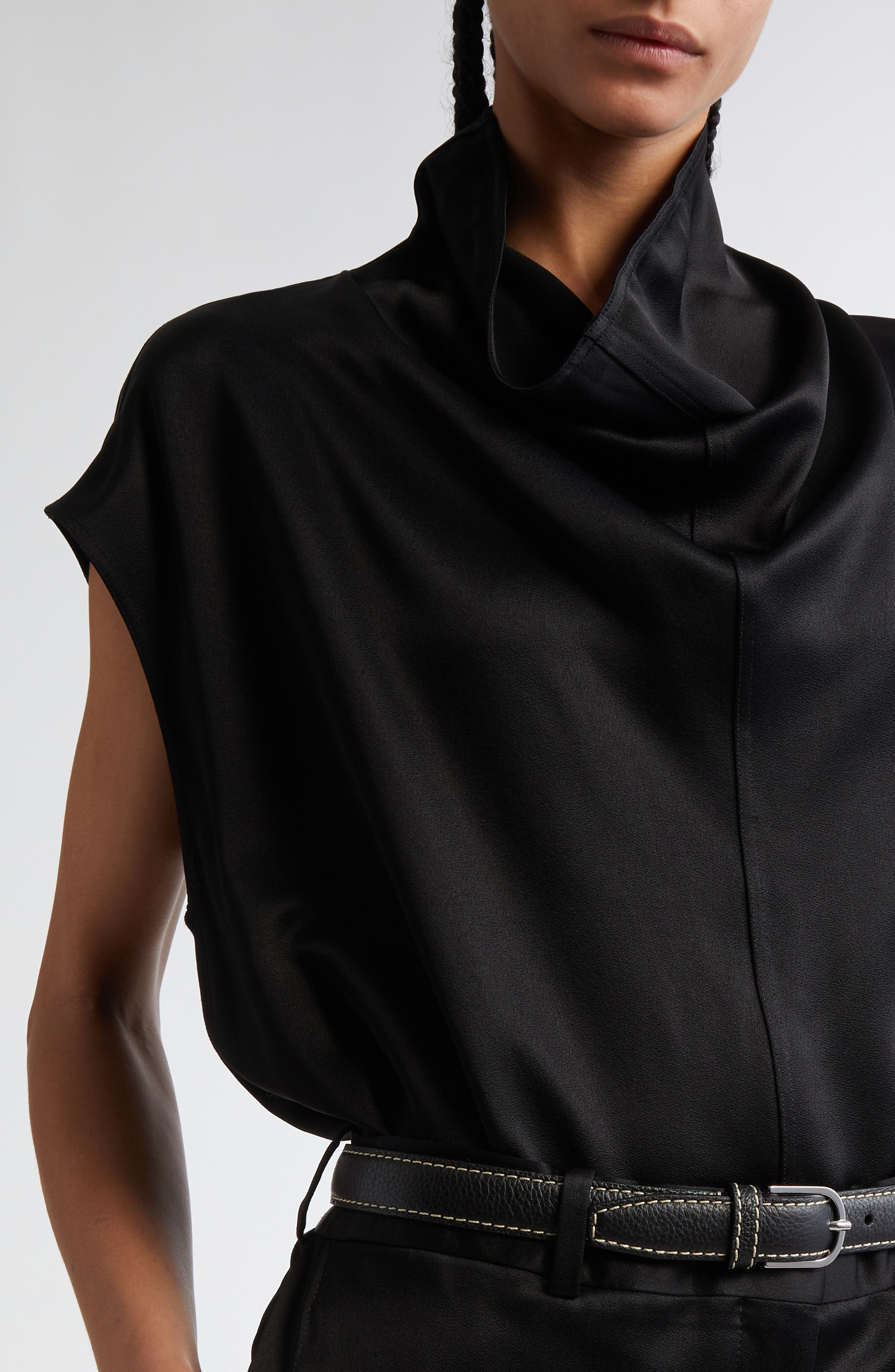 TOTEME Sleeveless Funnel Neck Top in Black at Nordstrom - 5