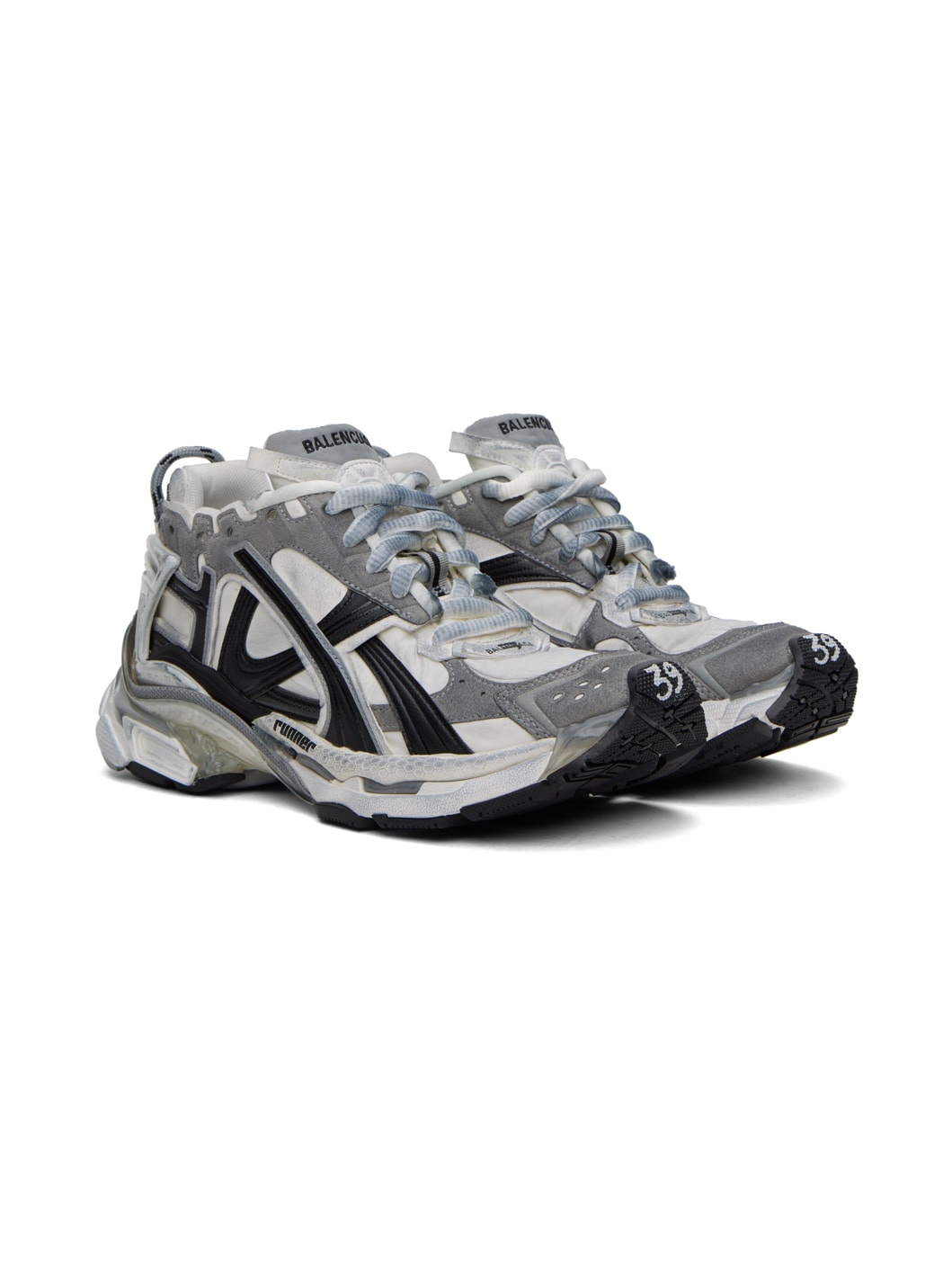 Gray & White Runner Sneakers - 4
