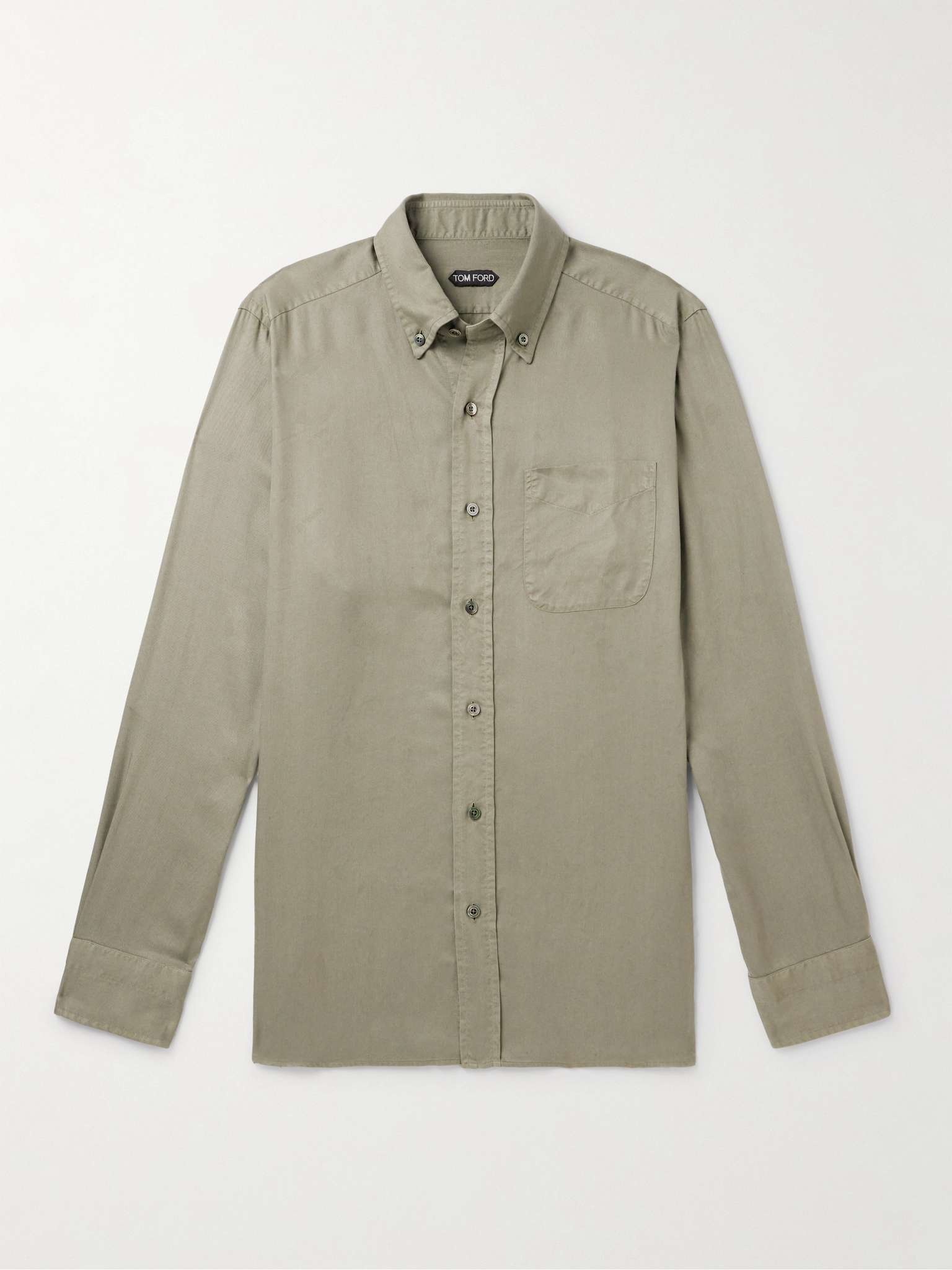 Button-Down Collar Lyocell-Poplin Shirt - 1