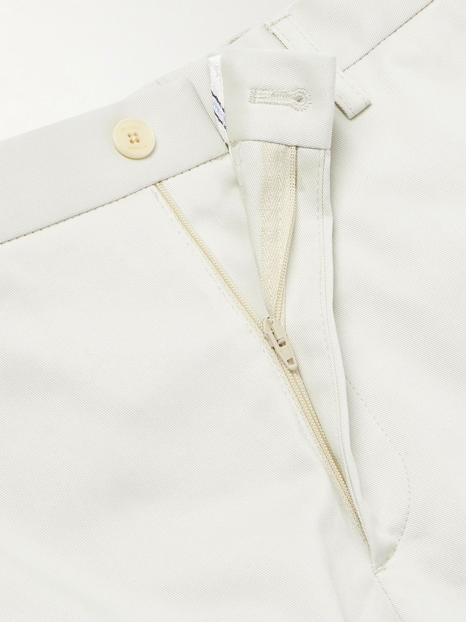 Roma Slim-Fit Straight-Leg Stretch-Cotton Twill Trousers White - 6