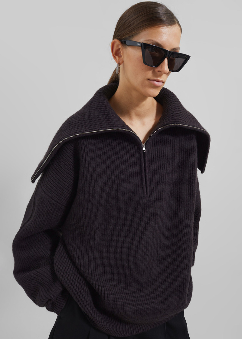 Hazel Oversized Wool Jumper - Dark Plum 6