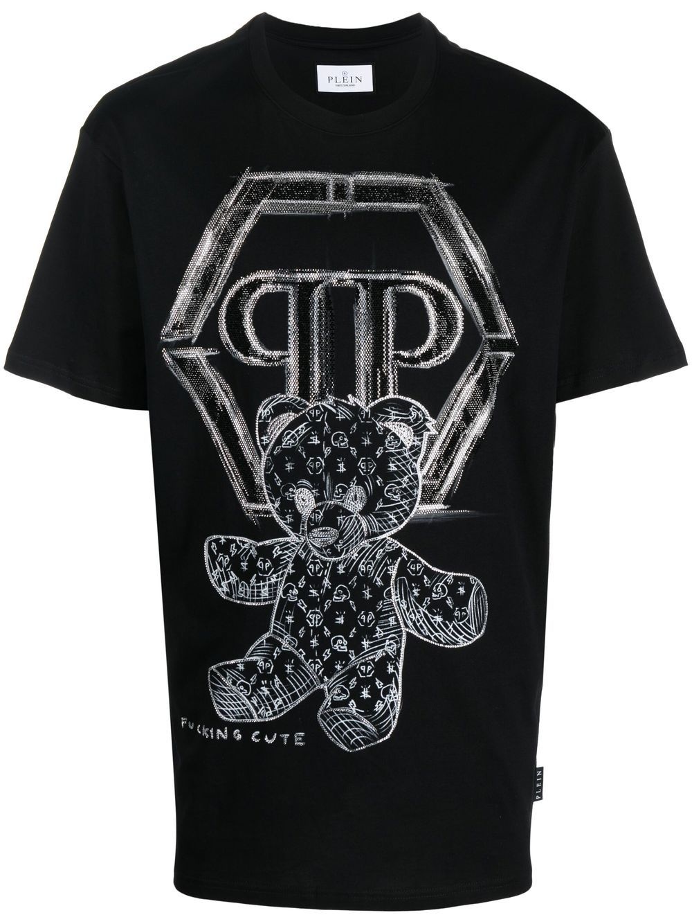 Teddy Bear rhinestone-logo T-shirt - 1