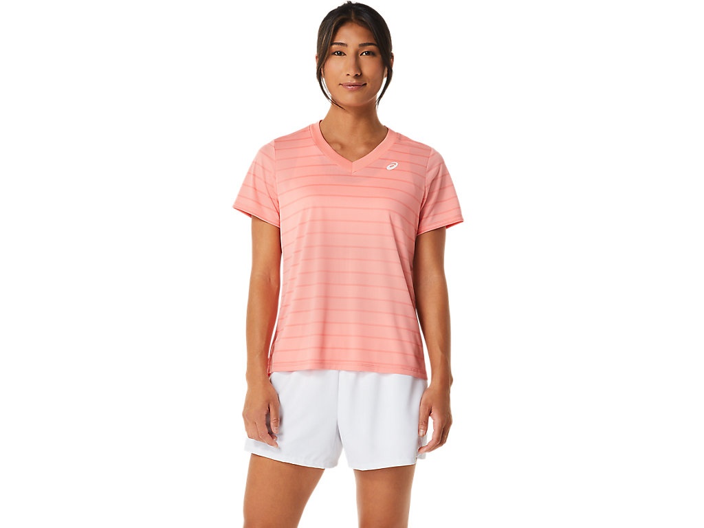 WOMEN'S COURT STRIPE SHORT SLEEVE TOP - 1