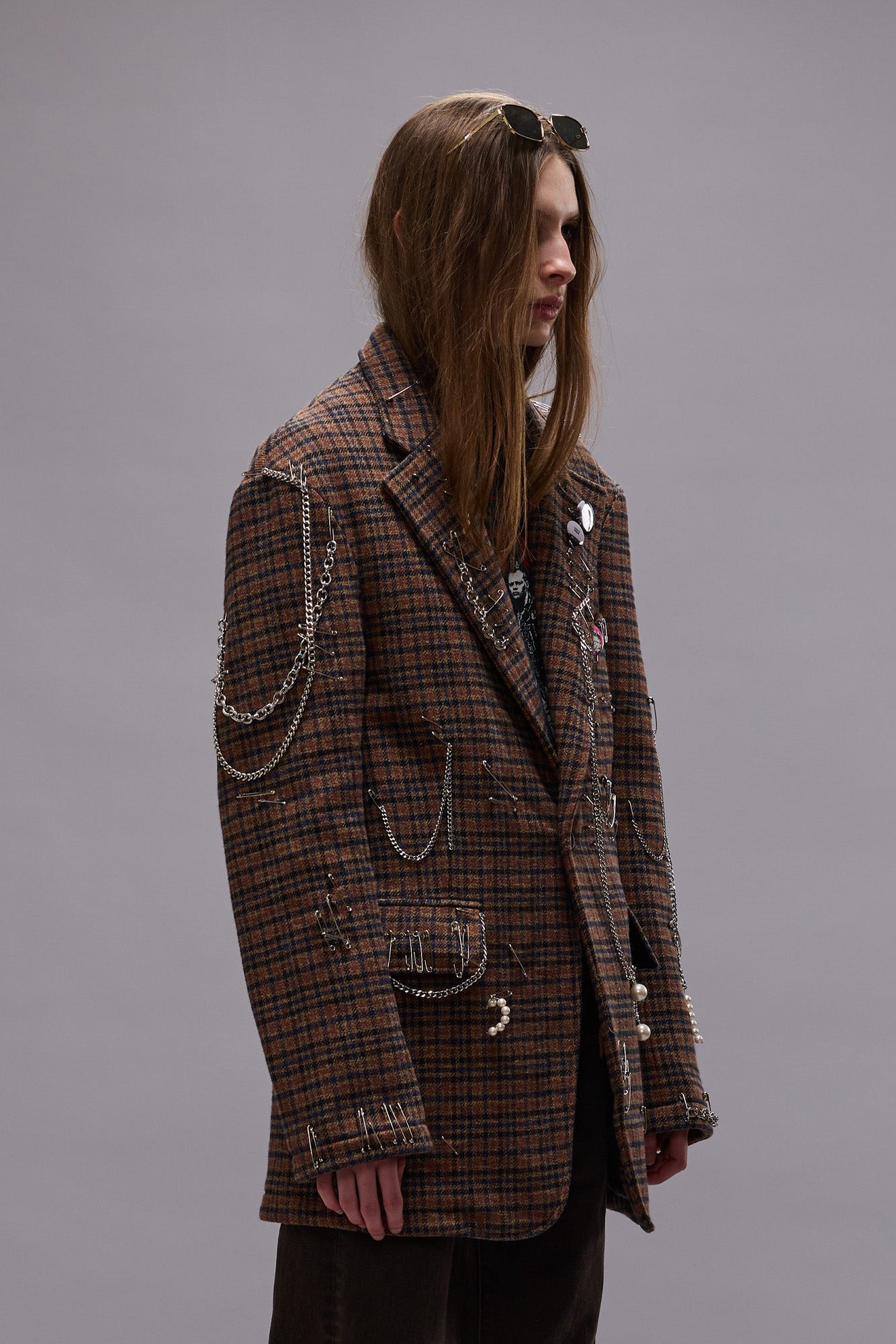 PINCUSHION BLAZER - BROWN PLAID - R13 - 5