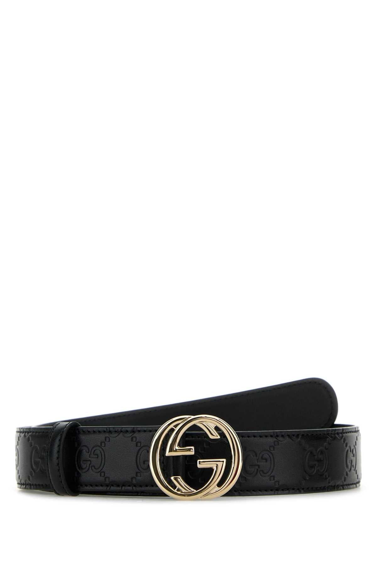 Gucci Women Black Leather Gucci Blondie Belt - 1