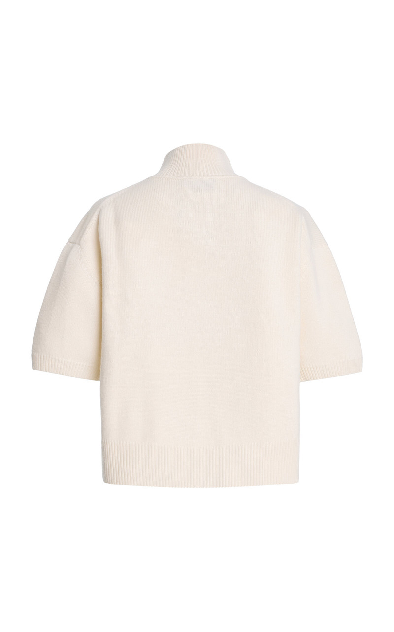 BRANDON MAXWELL The Kinley  Cropped Cashmere Henley Sweater off-white outlook