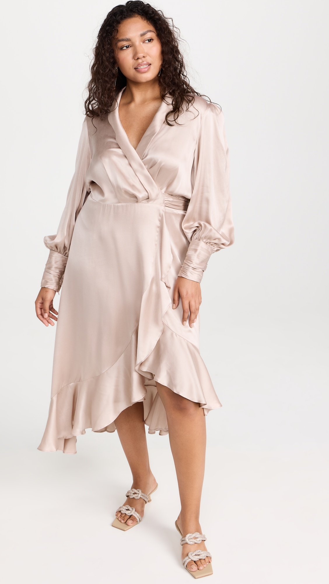 Silk Wrap Midi Dress - 9