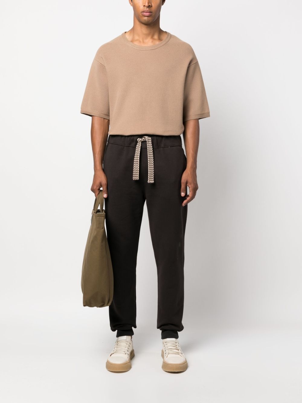 drawstring-waist cotton track pants - 2