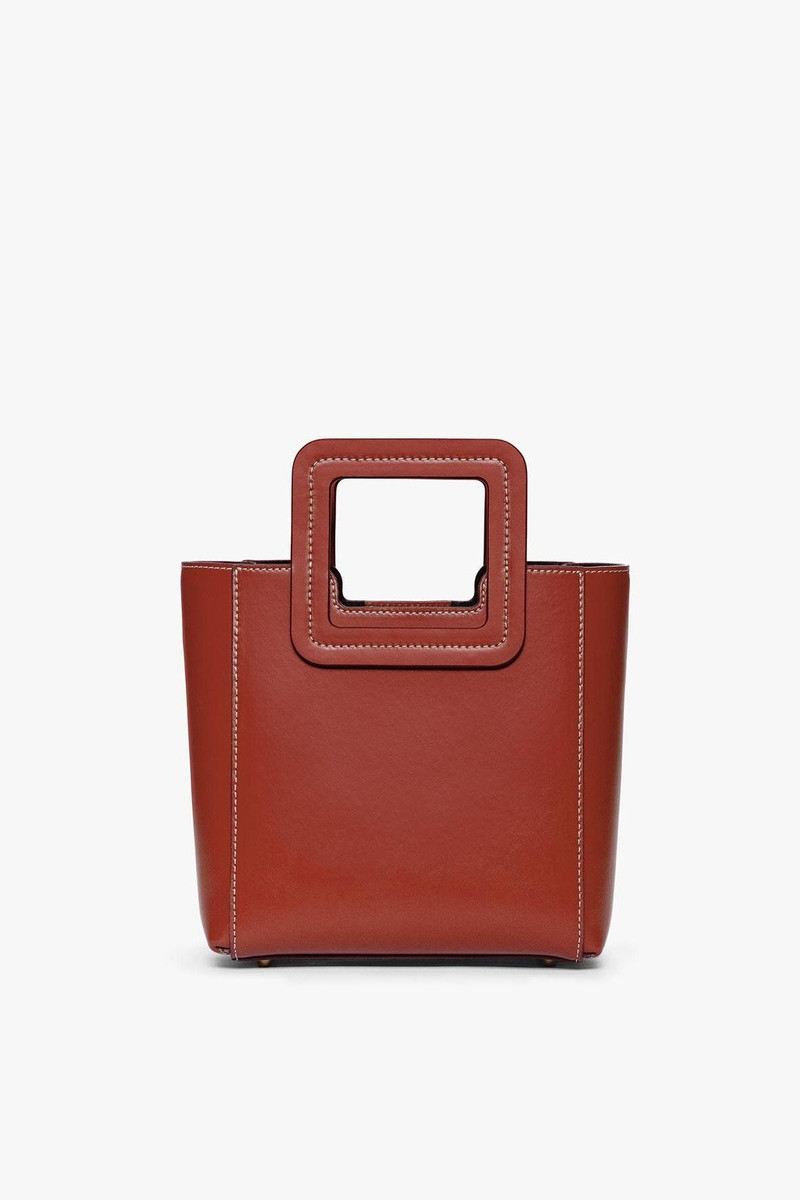 STAUD MINI SHIRLEY LEATHER BAG | COGNAC 3