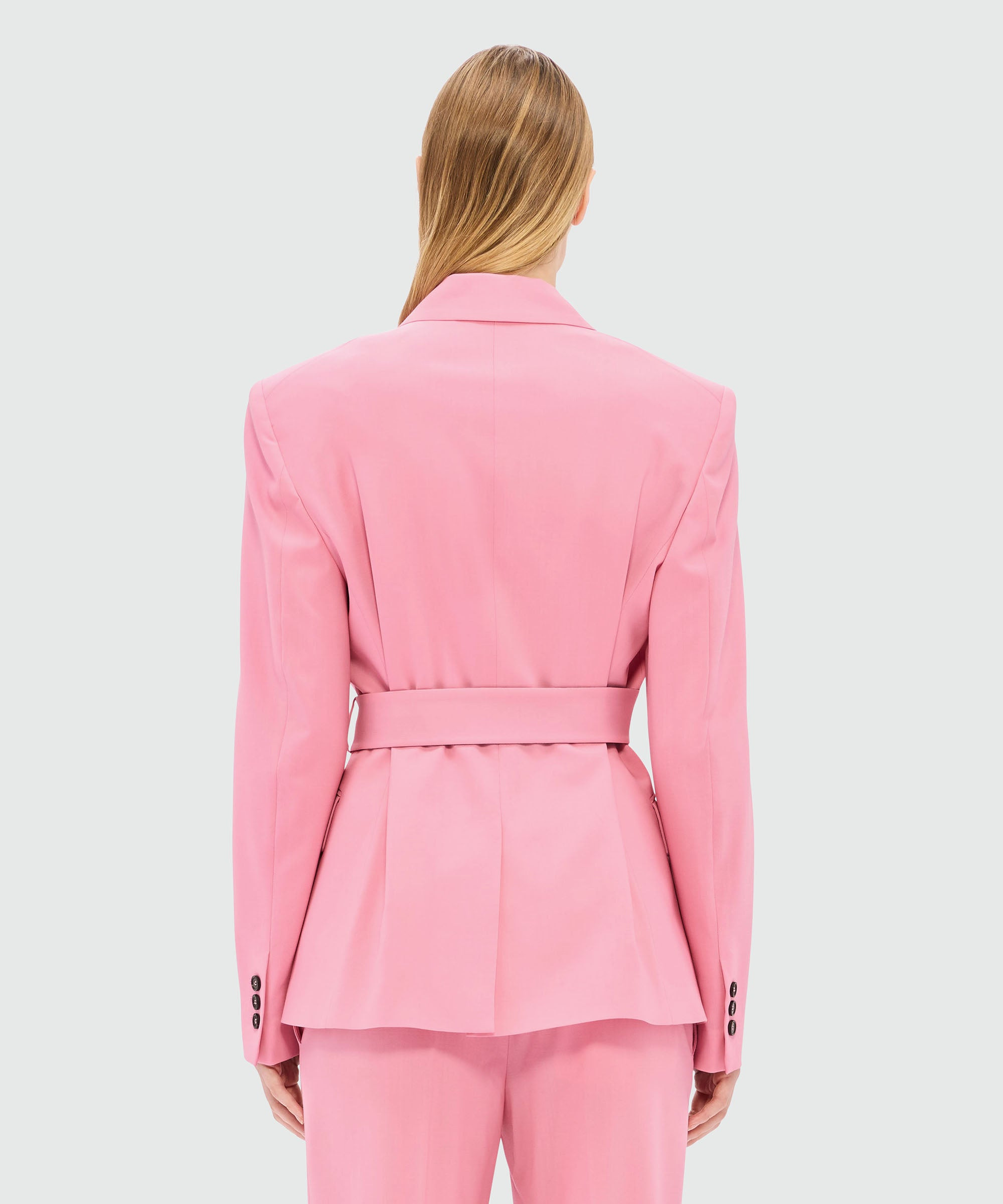 Pink single-breasted jacket in cool wool with contrasting details - 3