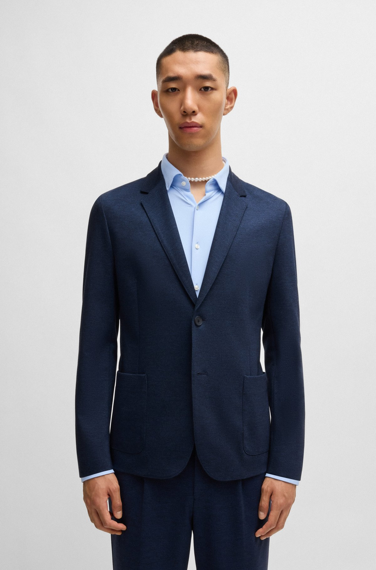 SLIM-FIT JACKET IN MELANGE PERFORMANCE-STRETCH TWILL - 2