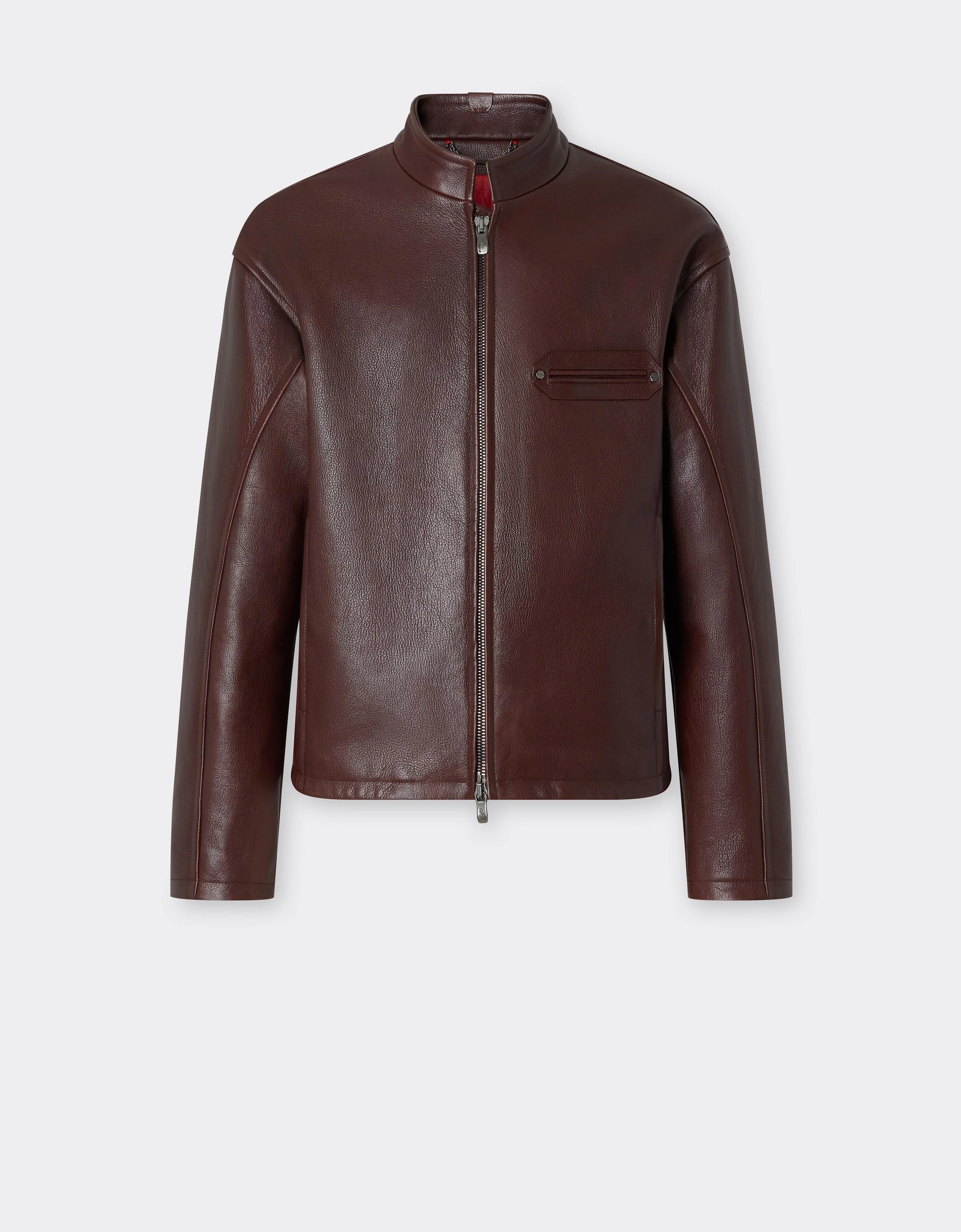 High-Neck Leather Jacket - 1