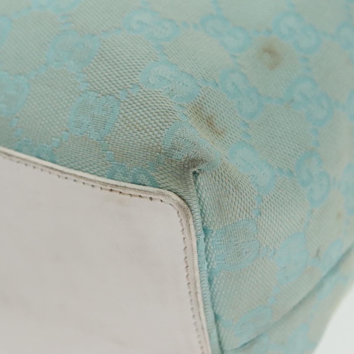 GUCCI GG Canvas Tote Bag Light Blue White Gold 002 002 - 9