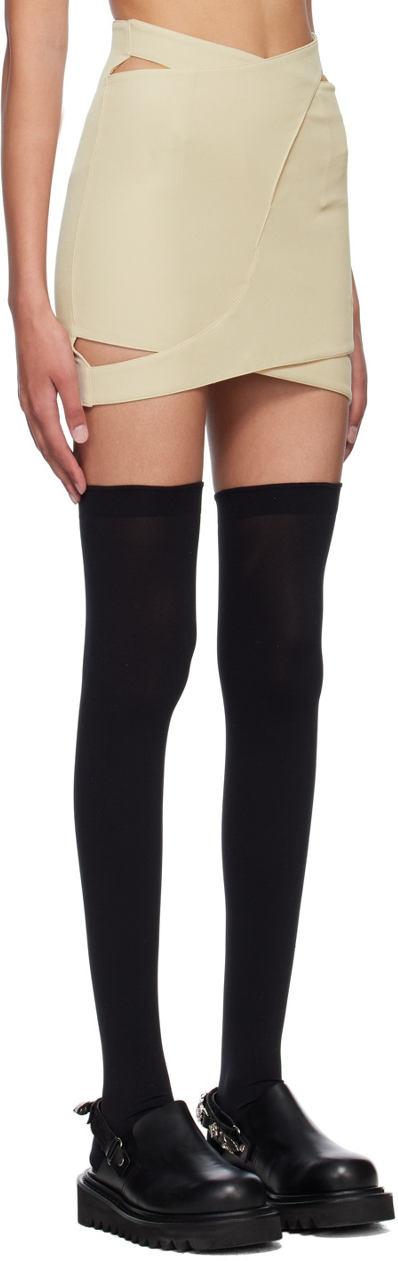 JKOO Beige Cutout Miniskirt outlook