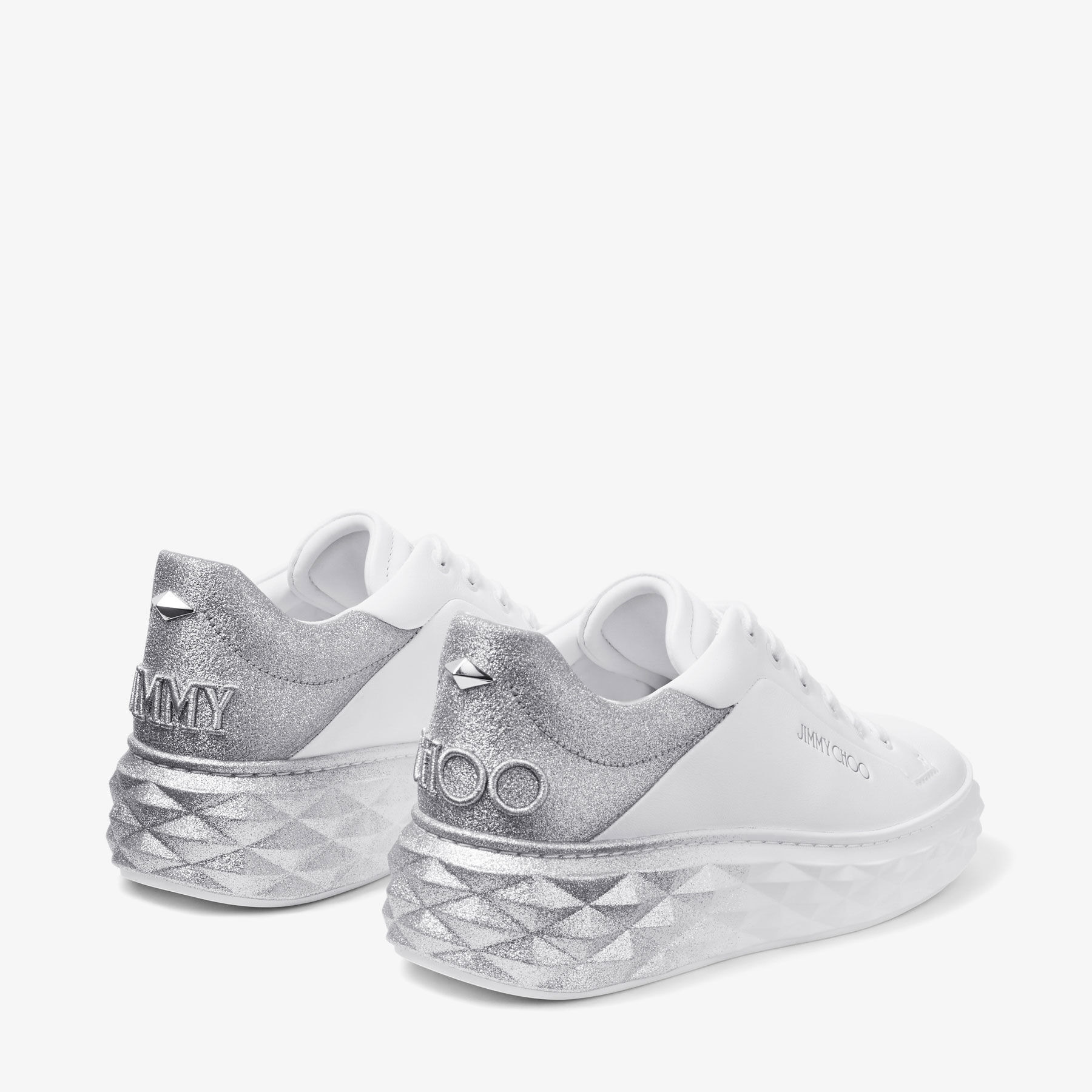 Diamond Maxi F II
White & Silver Nappa Leather Glitter Trainers - 6