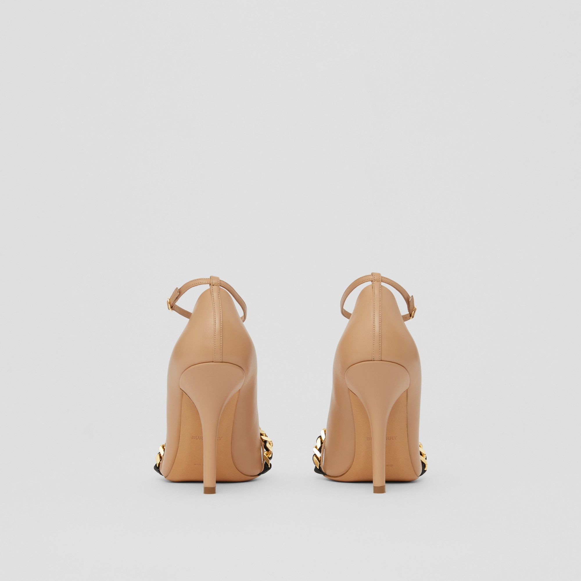 Chain Trim Leather Point-toe Pumps - 4