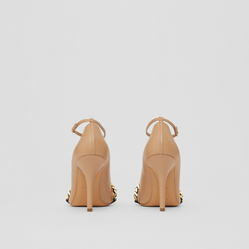 Chain Trim Leather Point-toe Pumps 4