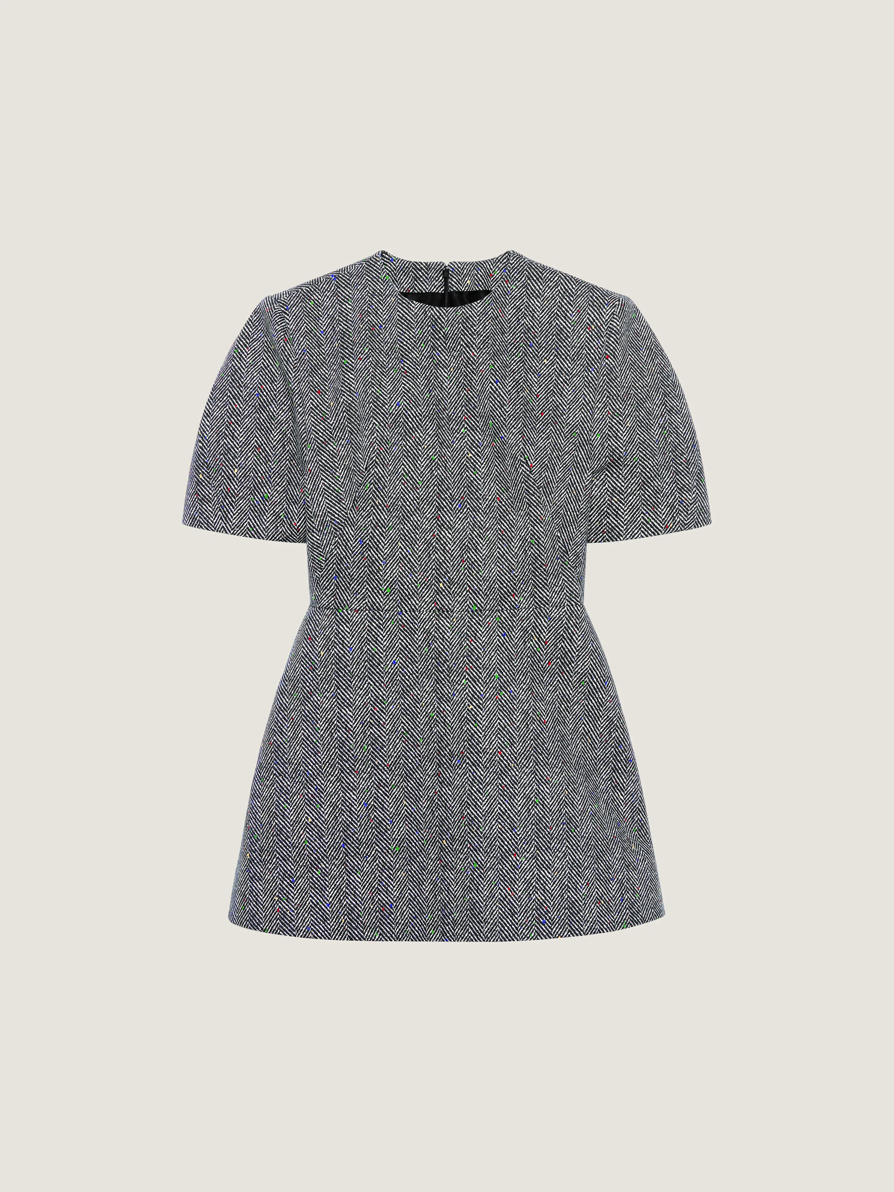 COCOON MINI DRESS IN COTTON HERRINGBONE - 1