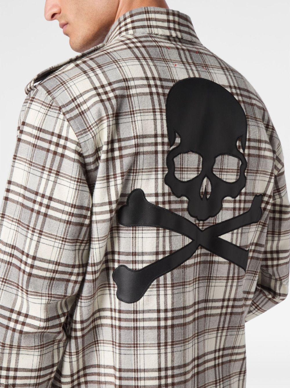 Skull&Bones-print checked shirt - 5