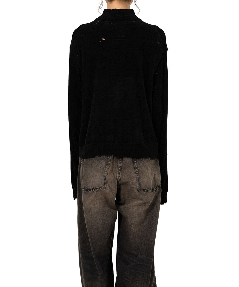 Distressed High Neck Knit Cardigan 6