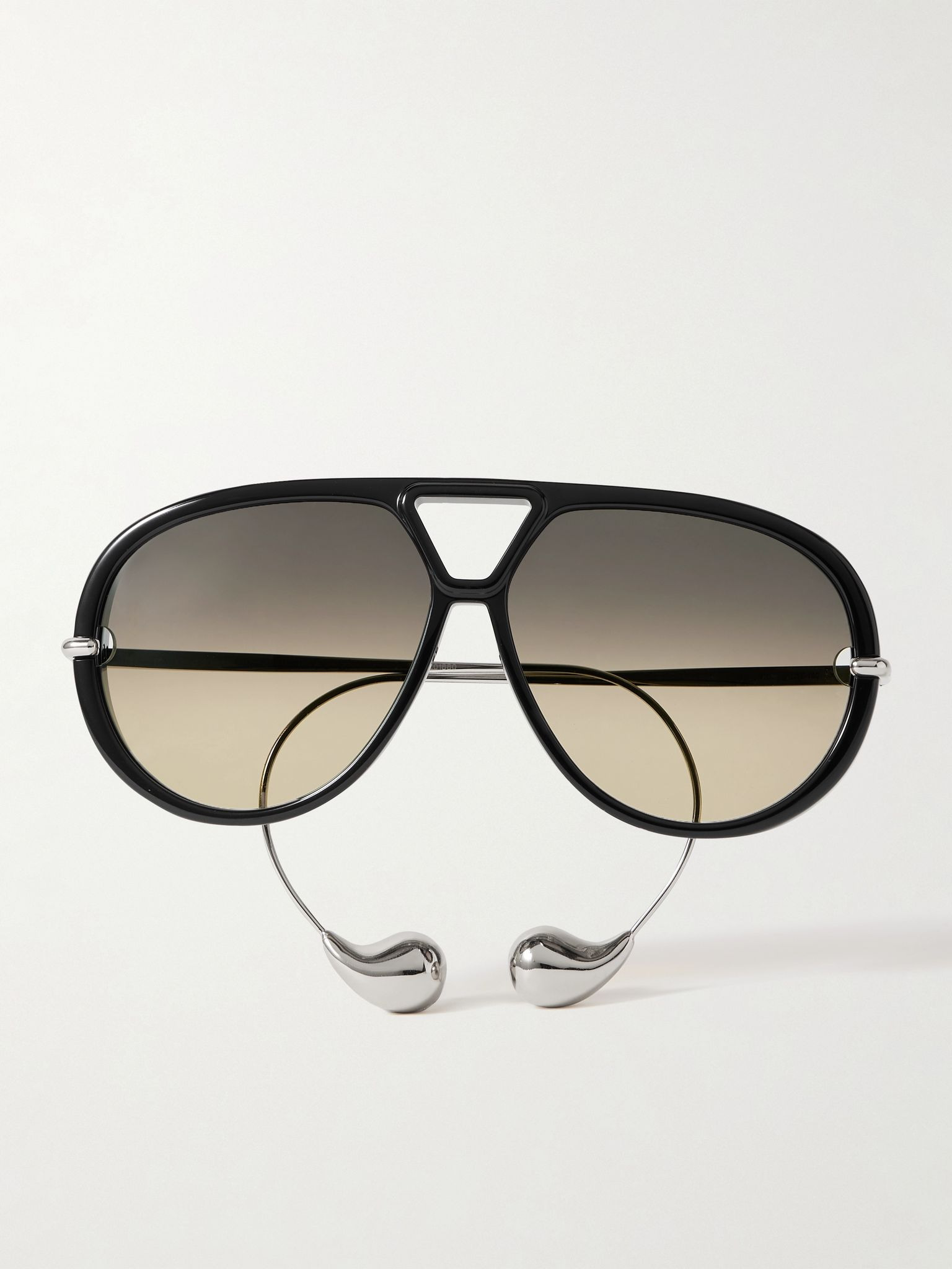 Aviator-style acetate and silver-tone sunglasses Silver - 1