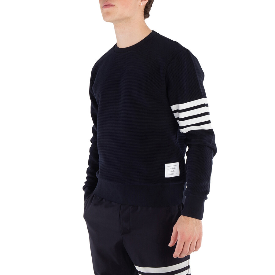 Thom Browne Men's Navy 4-Bar Stripe Sleeve Sweatshirt - 2