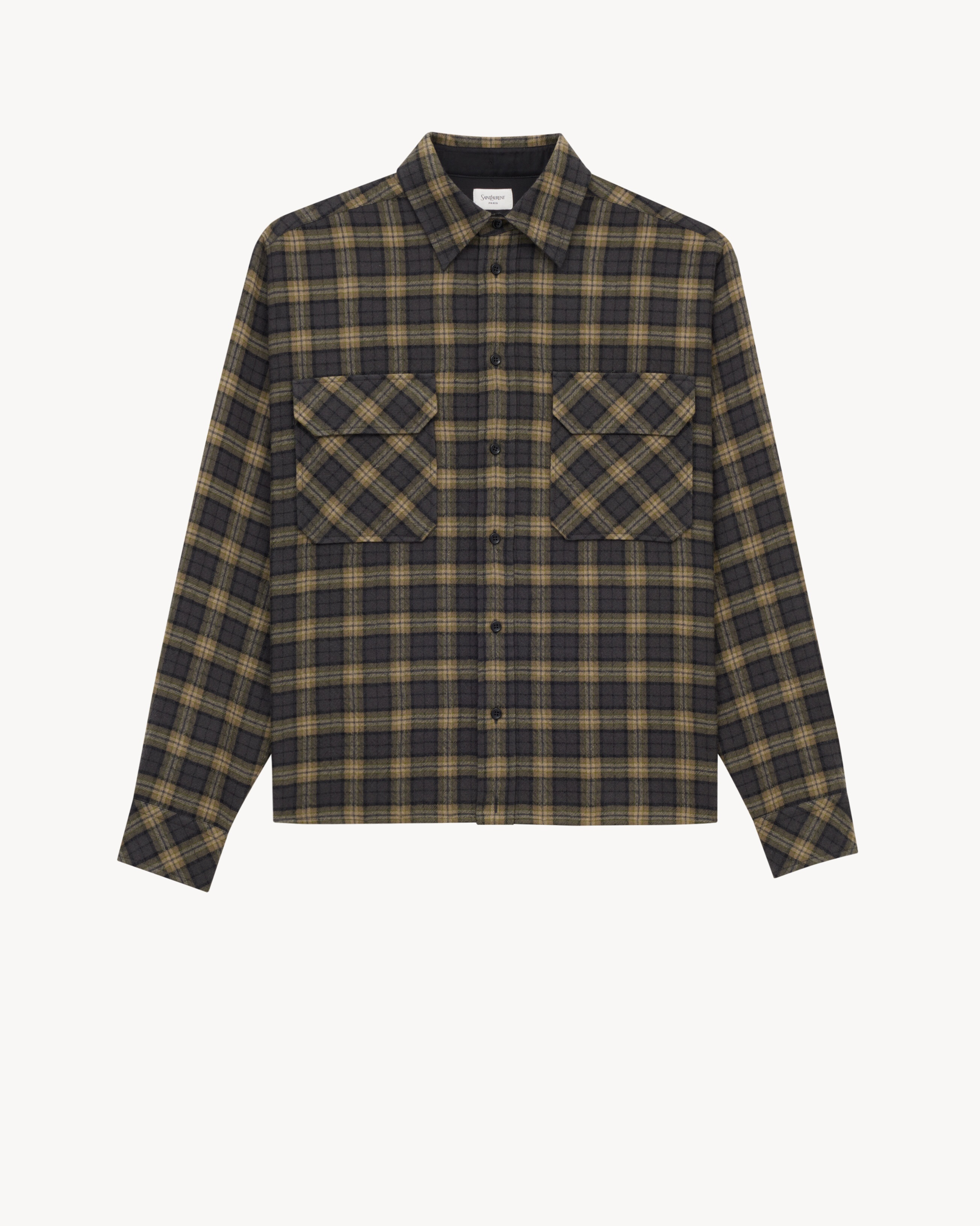 EMBROIDERED OVERSHIRT IN WOOL CHECK - 1