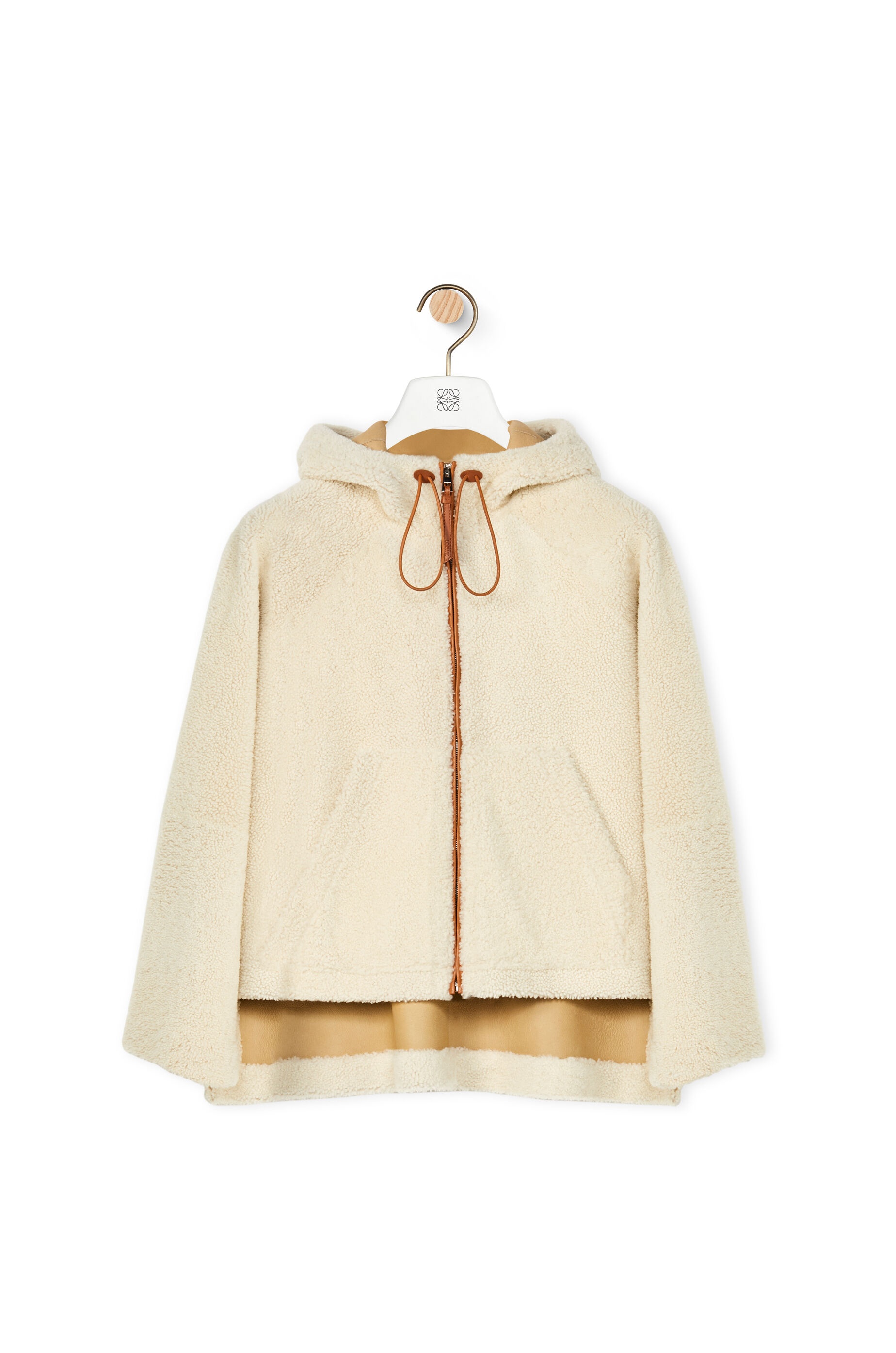 Hooded zip jacket in shearling - 1
