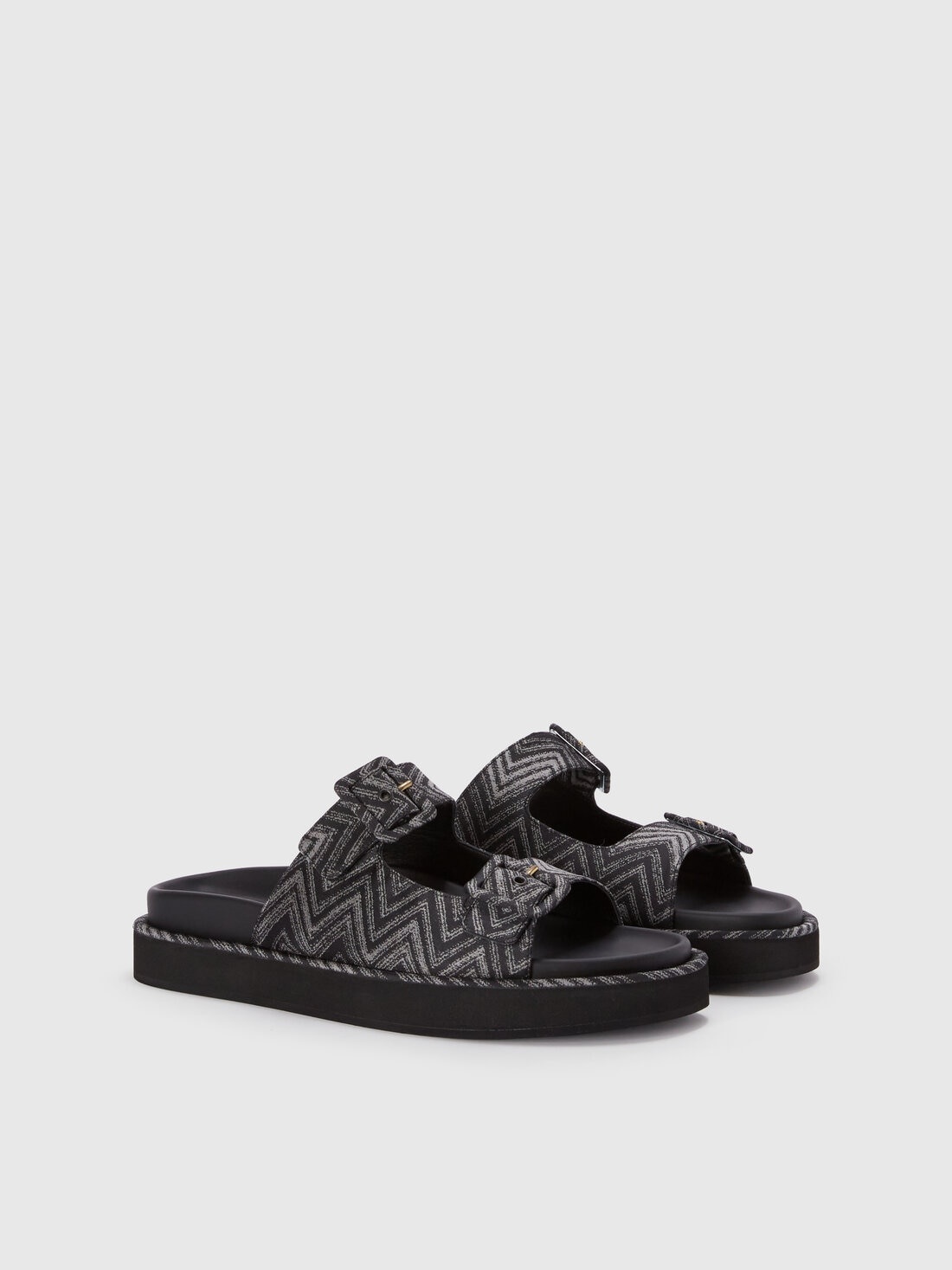 Sandals with double band in zig zag fabric - 2