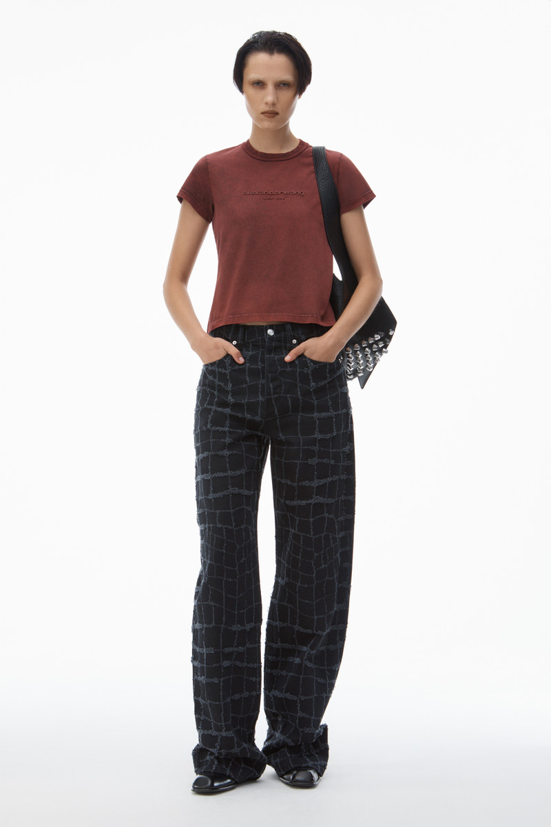 Alexander Wang shrunken logo embossed tee in cotton outlook