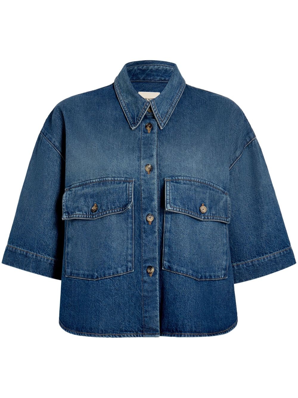 short-sleeved denim shirt - 1