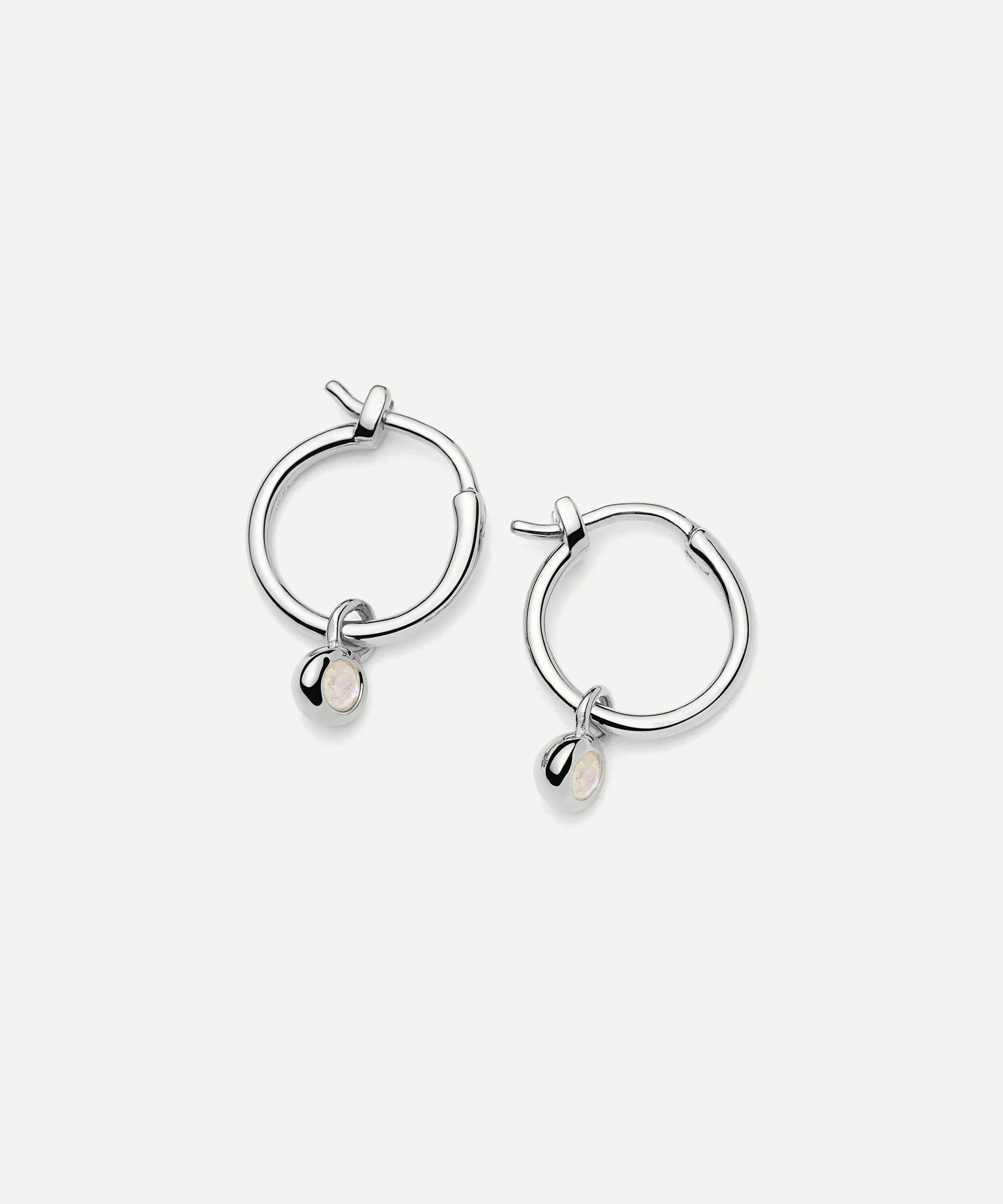 Sterling Silver June Birthstone Mini Charm Hoop Earrings - 1