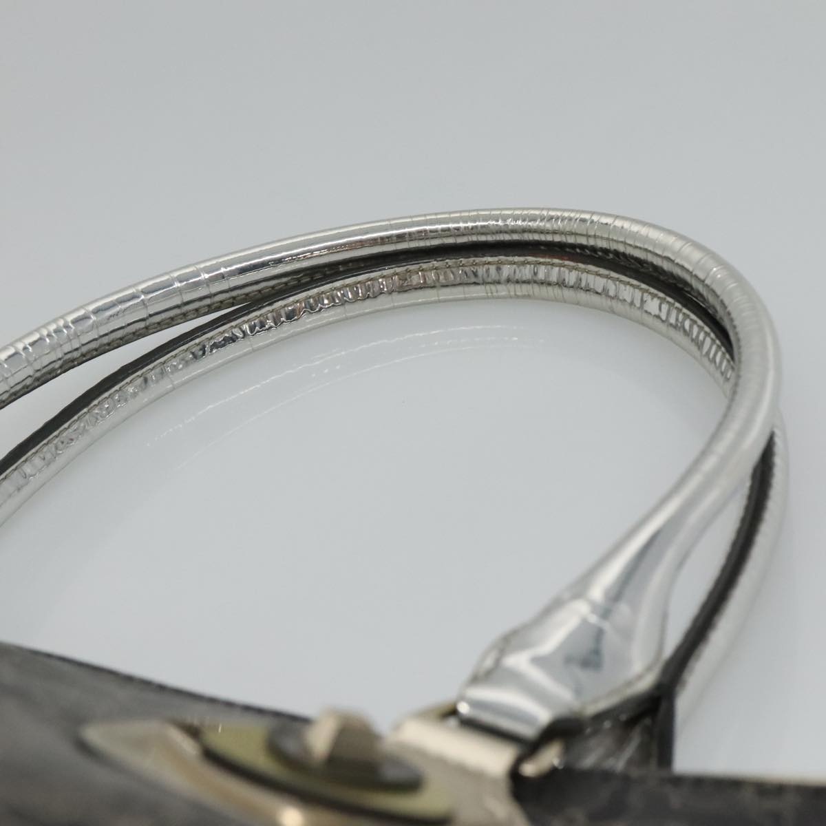 CELINE Horse Carriage Tote Bag Pvc Leather Black Silver - 8