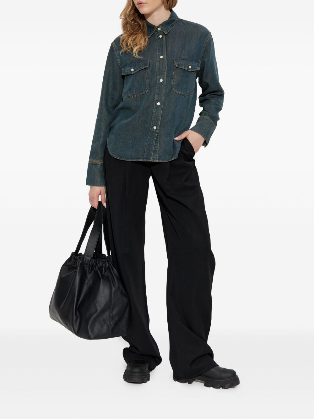 chest-pocket denim shirt - 2