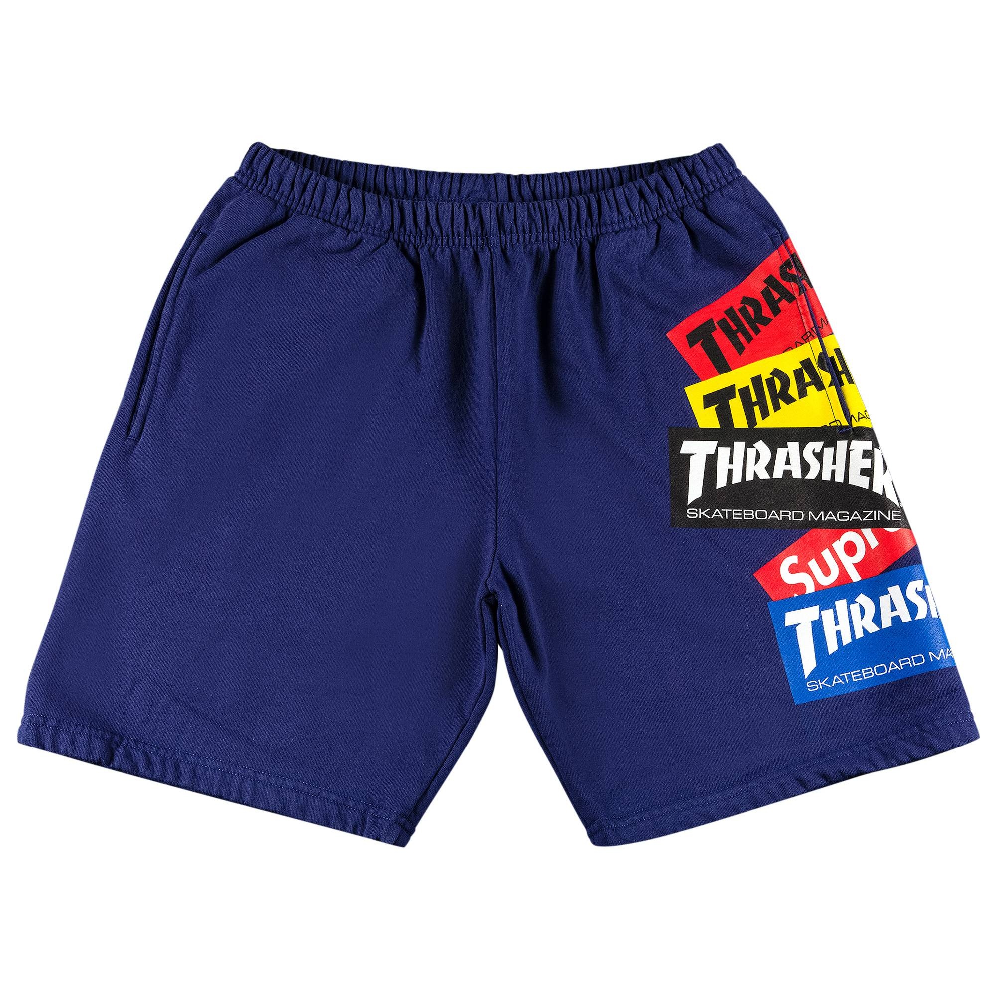 Supreme x Thrasher Multi Logo Sweatshort 'Washed Navy' - 1