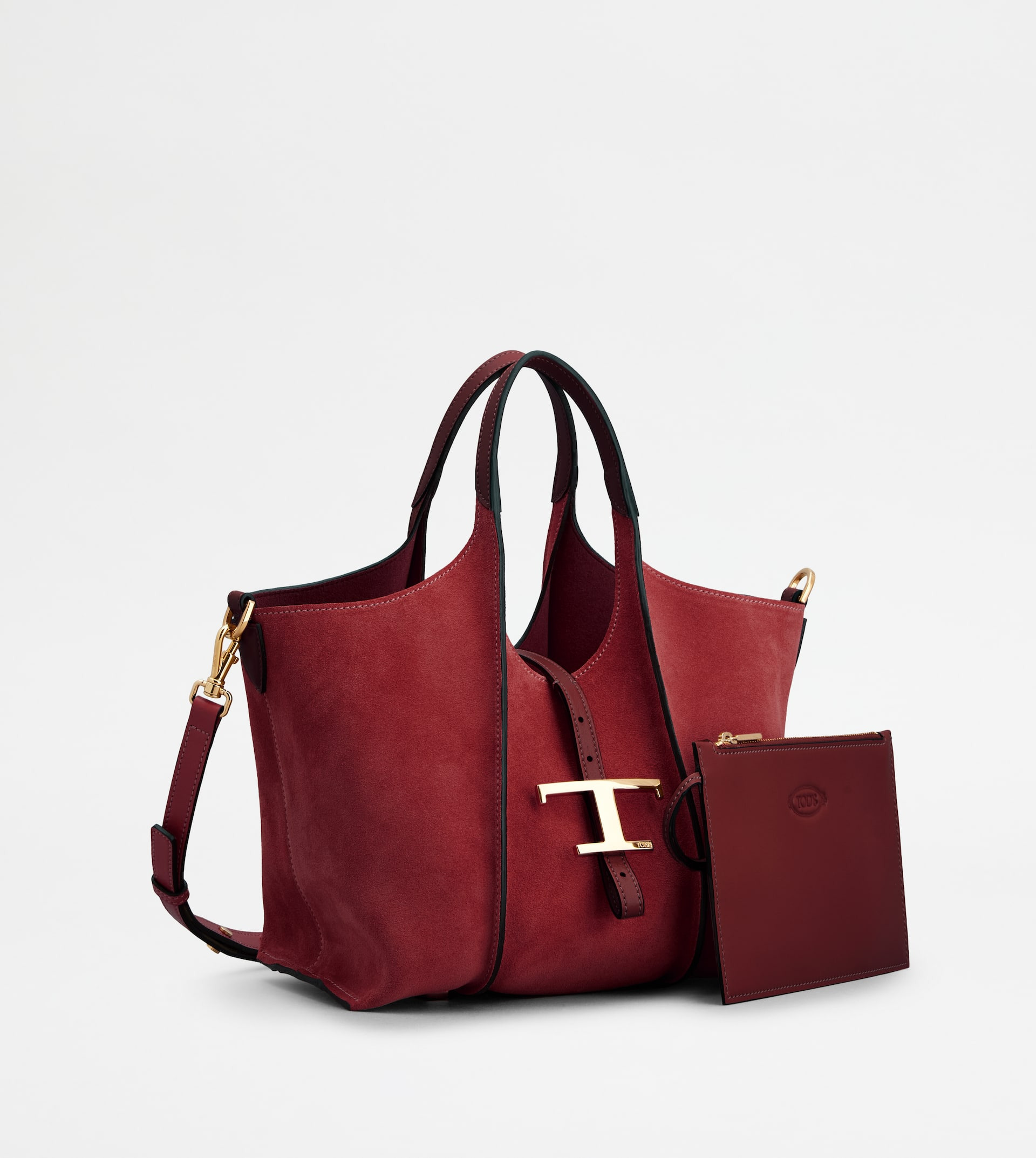 T TIMELESS SHOPPING BAG IN SUEDE MINI - RED - 2