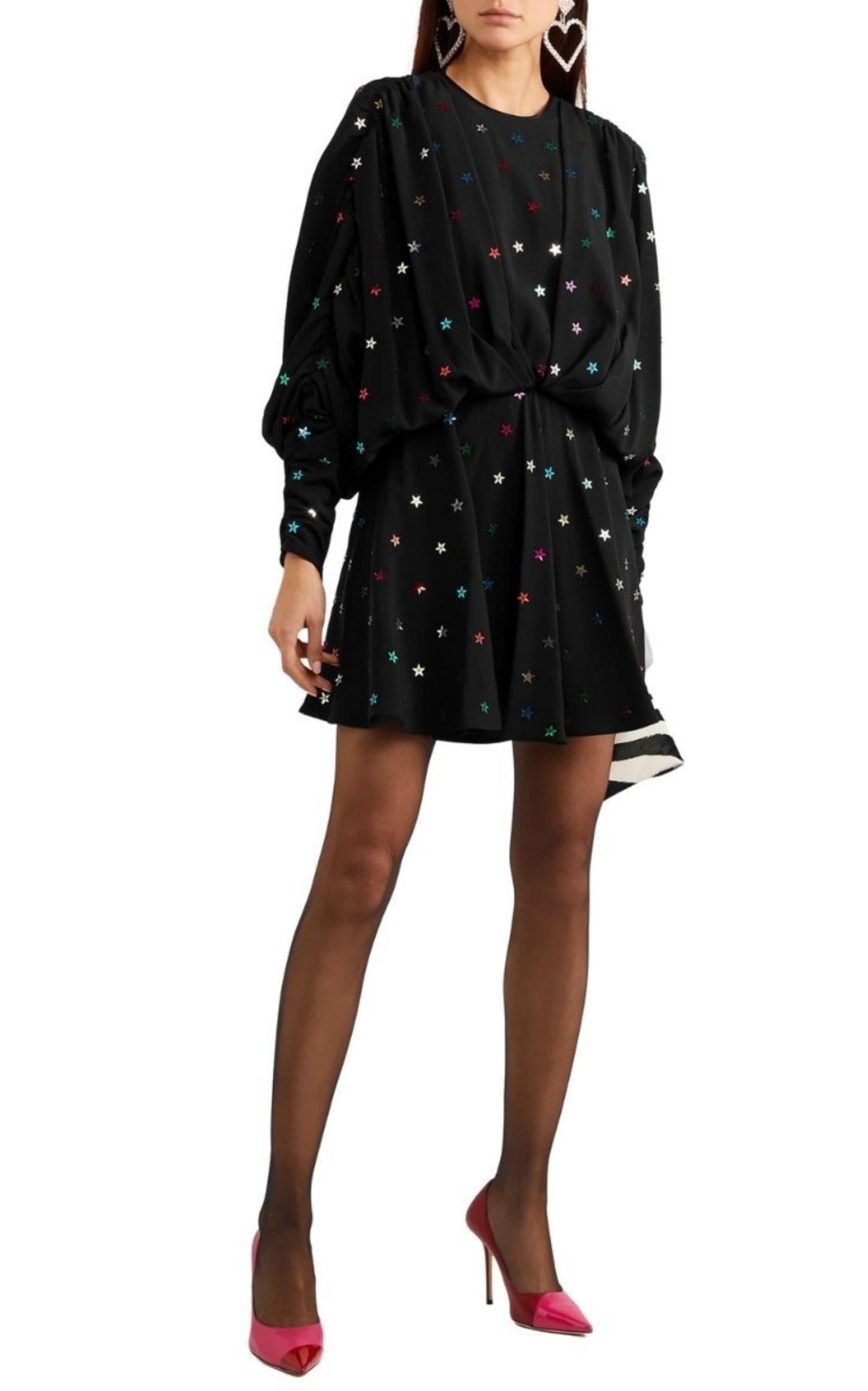 Gathered Sequin-embellished Crepe De Chine Mini Dress - 2