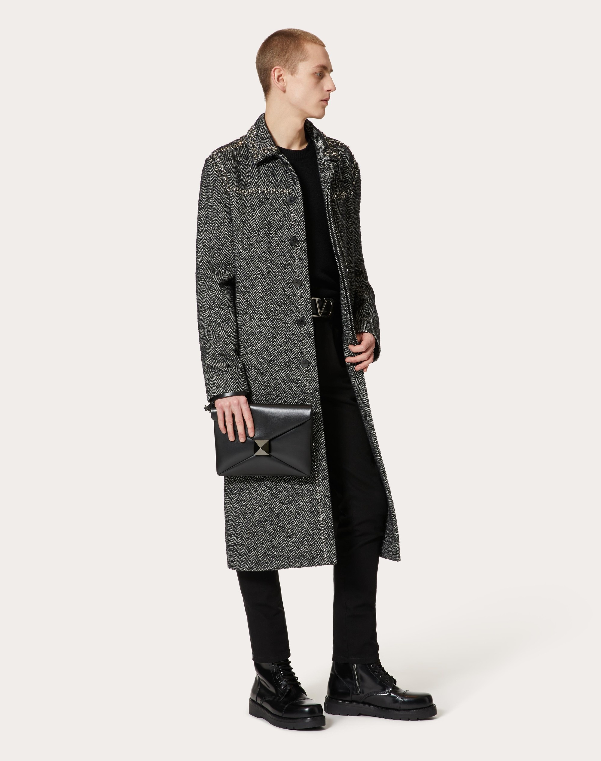 STUD AND CRYSTAL EMBROIDERED WOOL TWEED COAT - 2