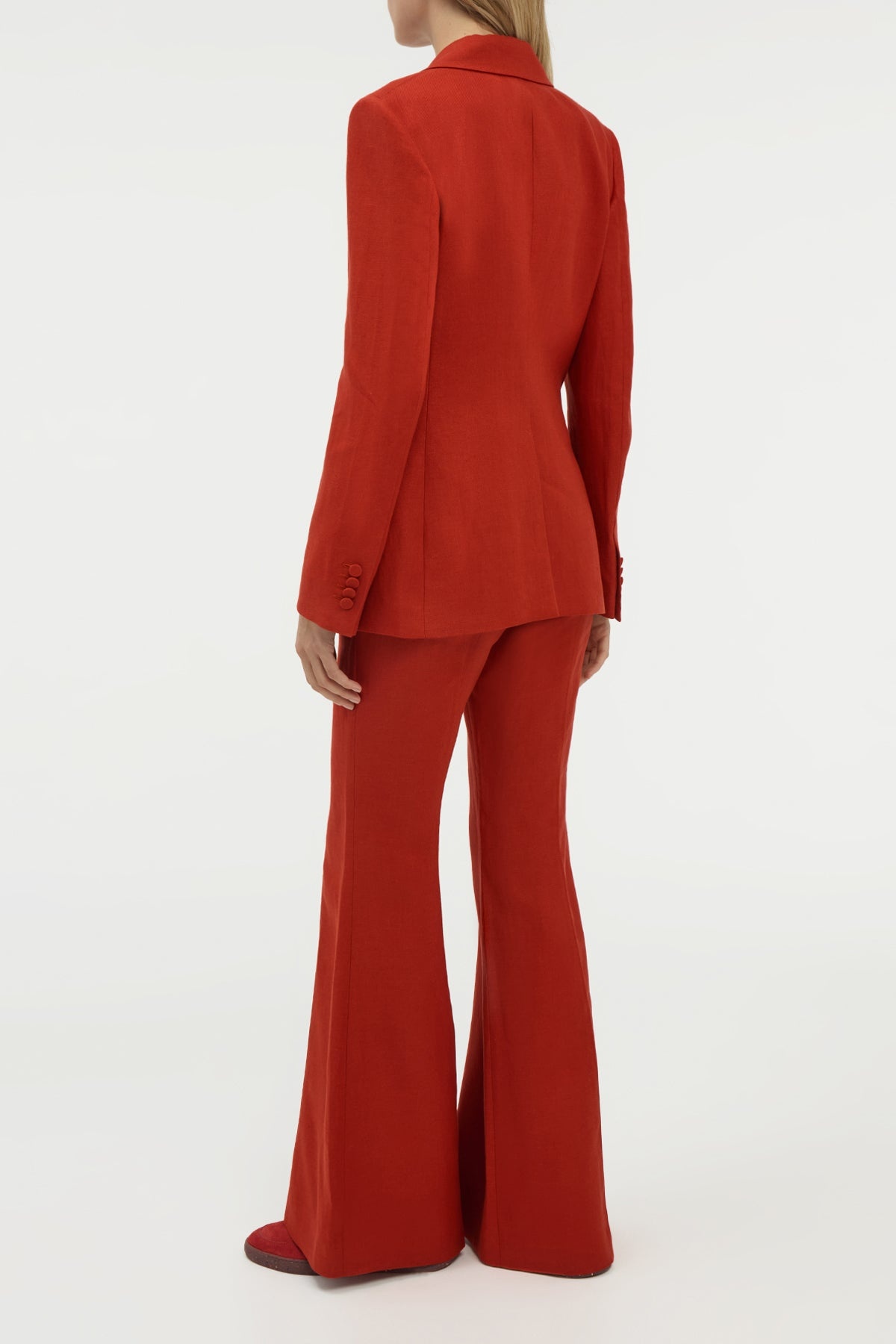 Rhein Flare Pant in Antelope Orange Linen Twill - 4