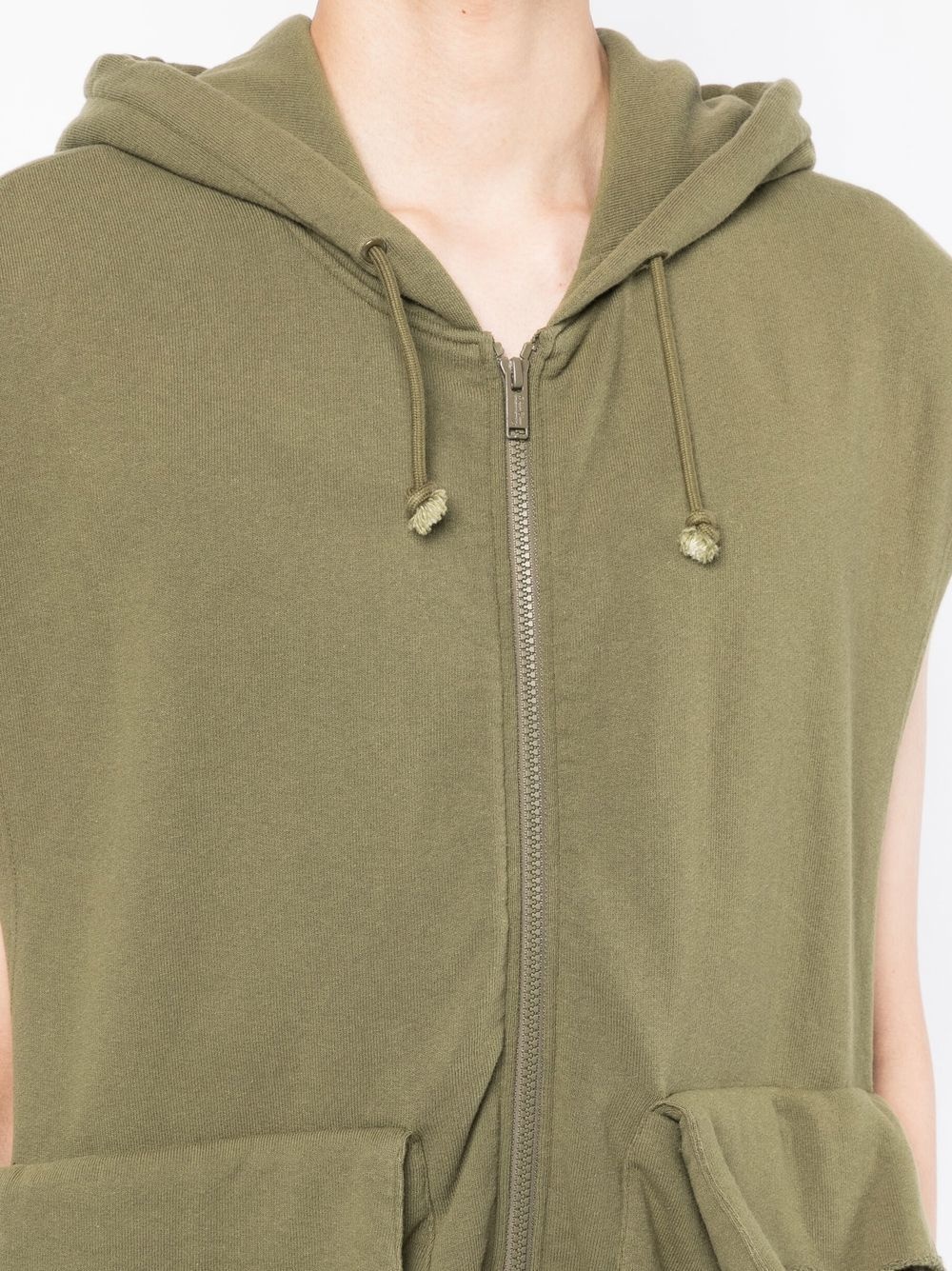 cargo-pocket sleeveless hooded jacket - 5