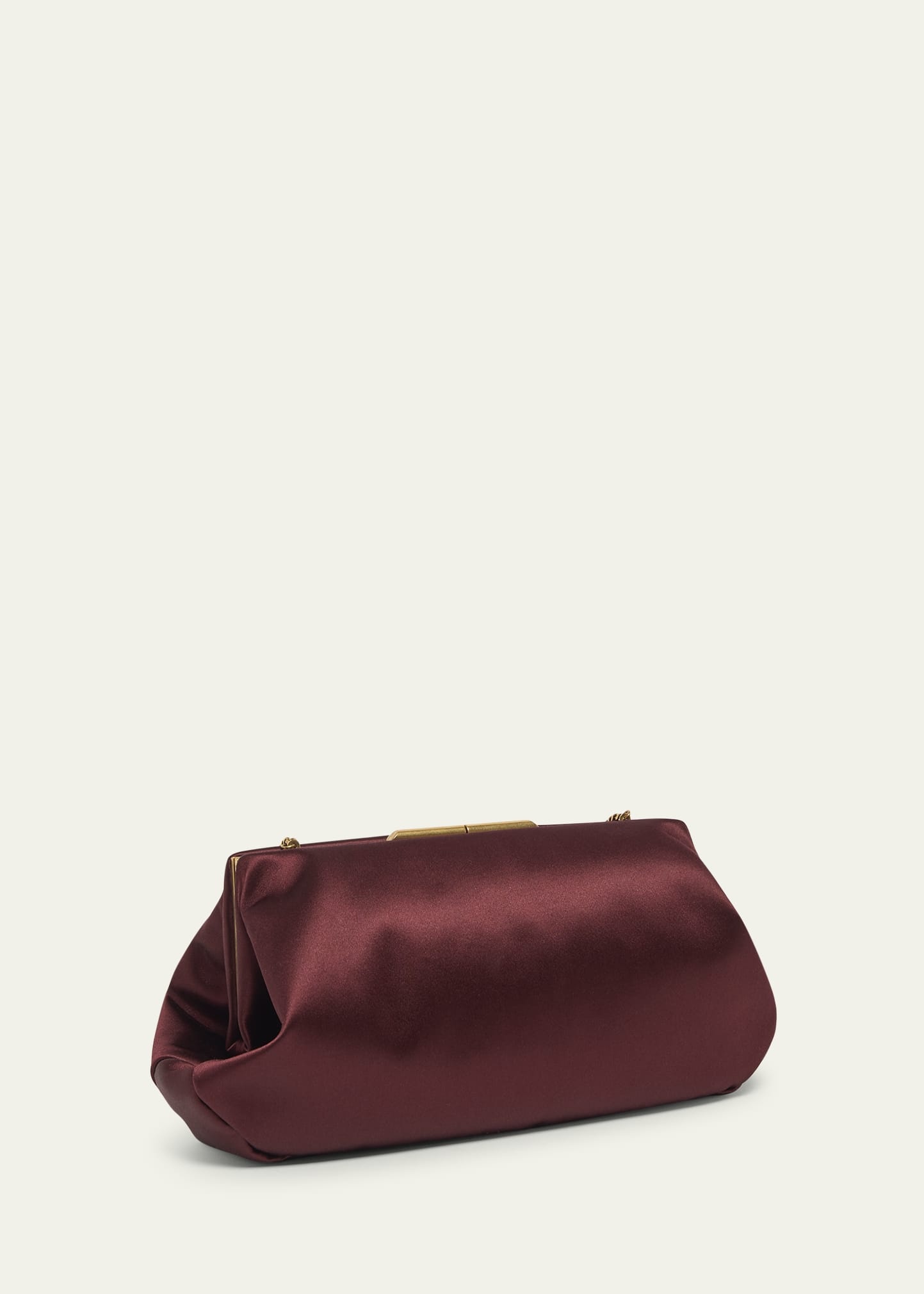 Small Clutch Bag in Satin with Chain - 3