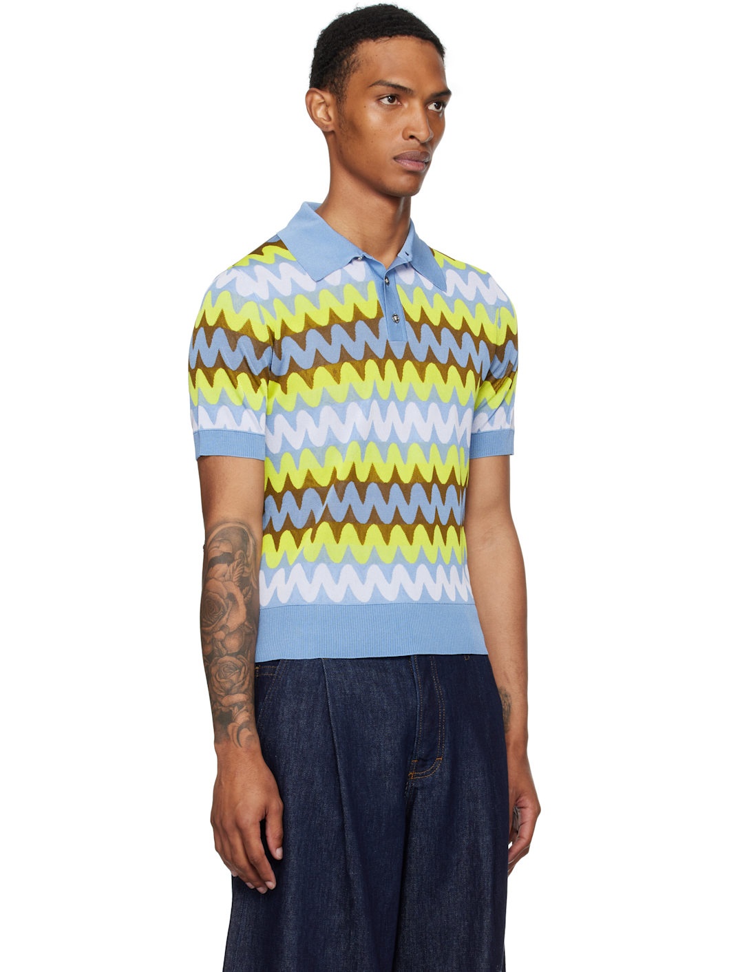 Multicolor Wave Knit Polo - 2