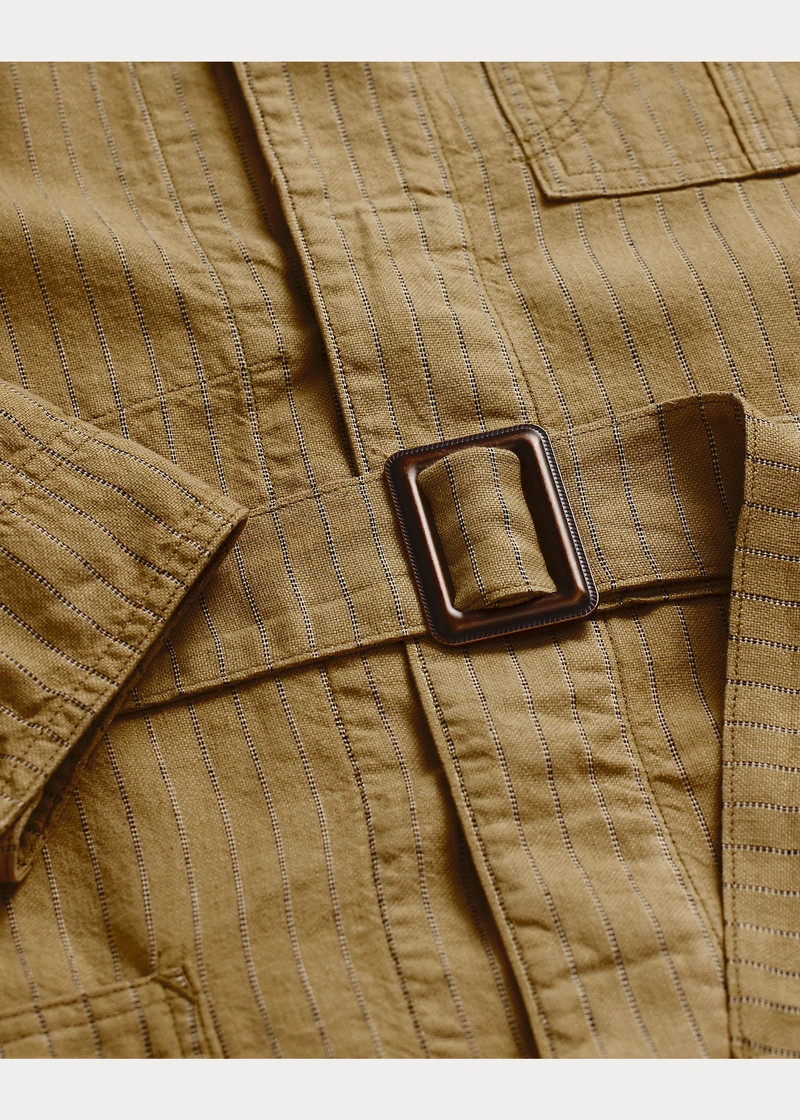 Striped Linen-Cotton Shop Coat 4