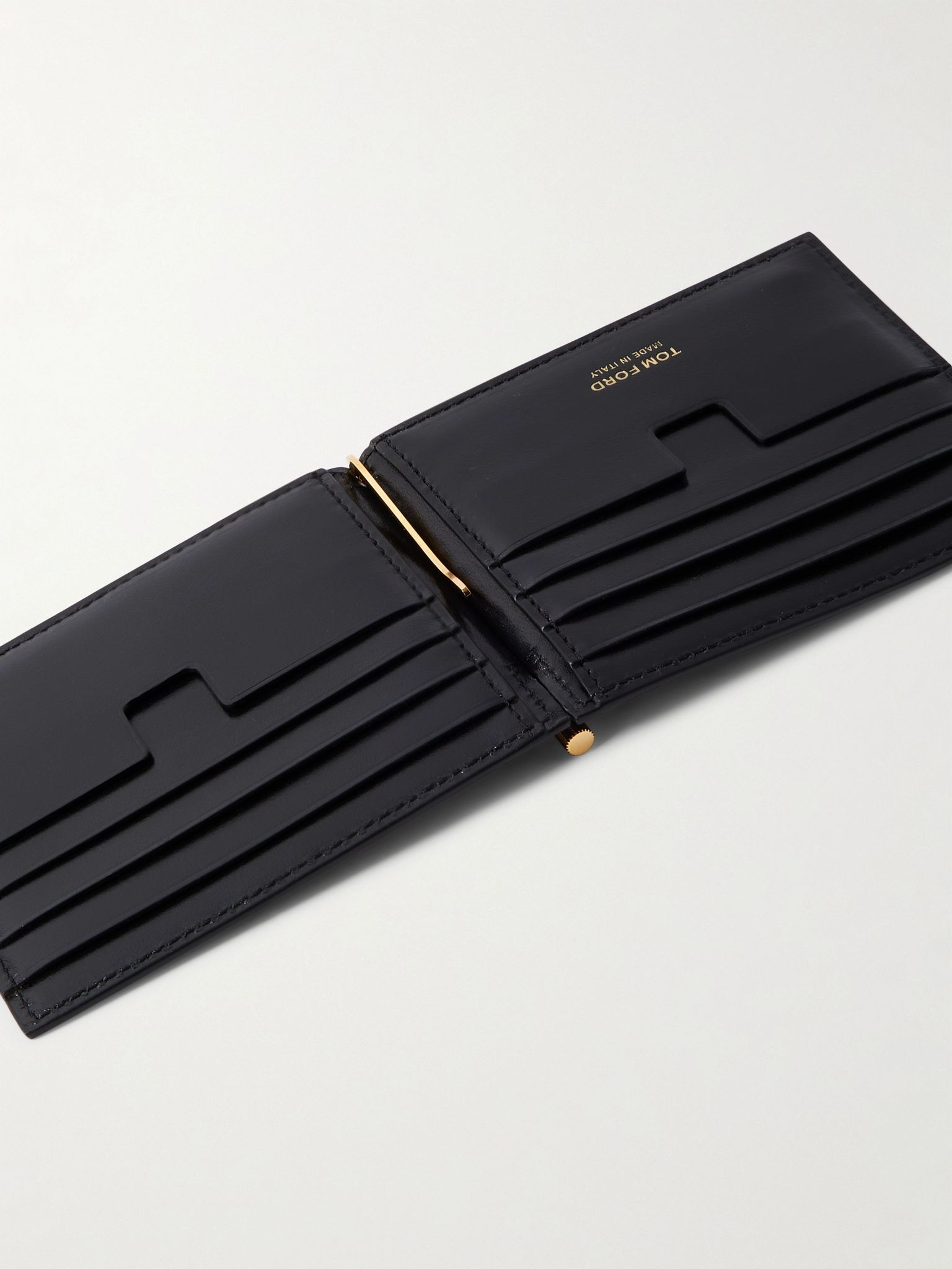 Snake-Effect Leather Billfold Wallet Black - 4