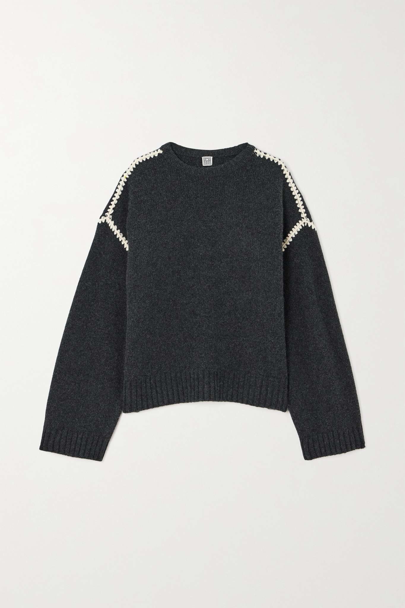 Oversized embroidered wool and cashmere-blend sweater - 1