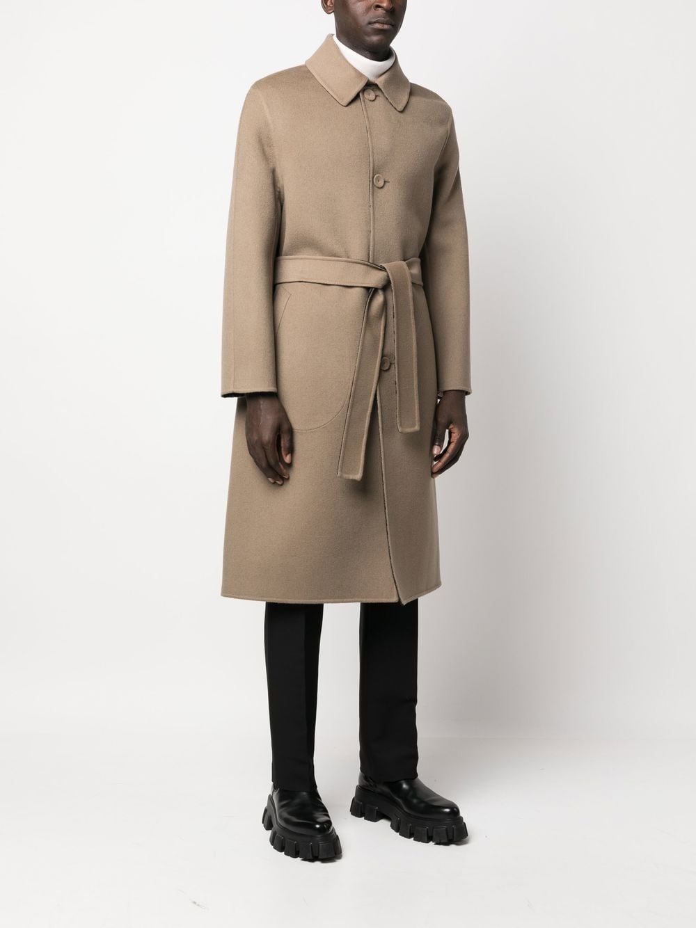 belted wool coat - 3