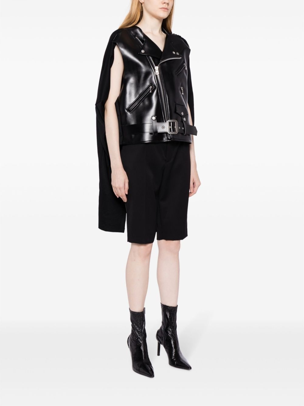 sleeveless biker jacket - 3