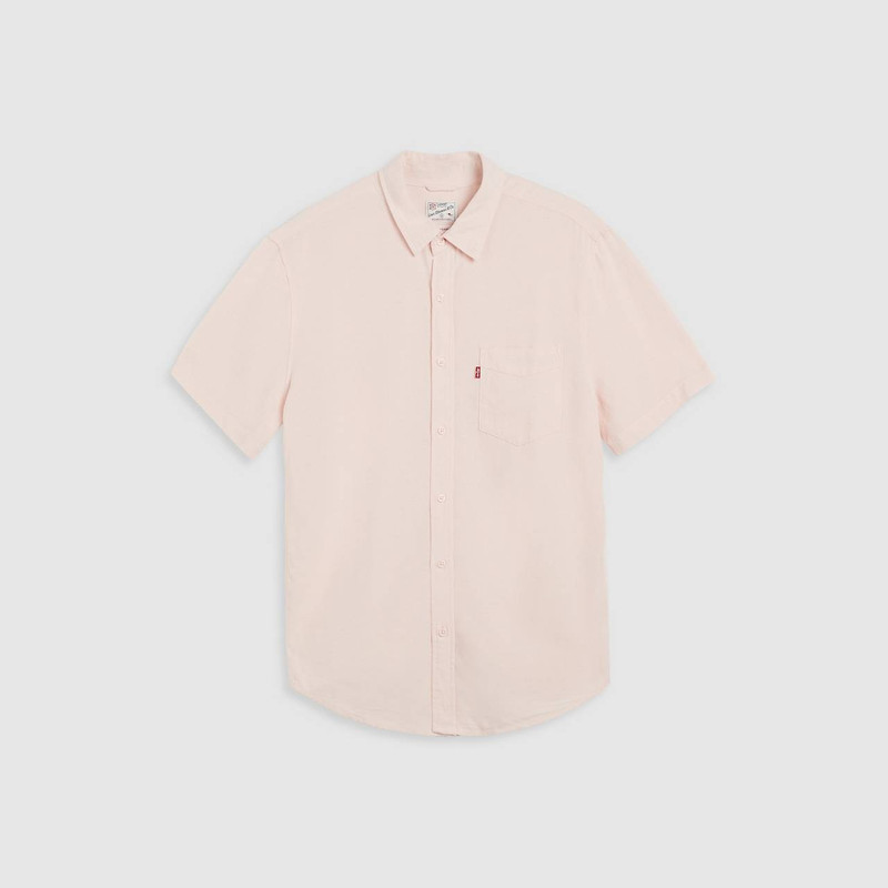 SHORT SLEEVE SUNSET COTTON LINEN ONE POCKET SHIRT 1